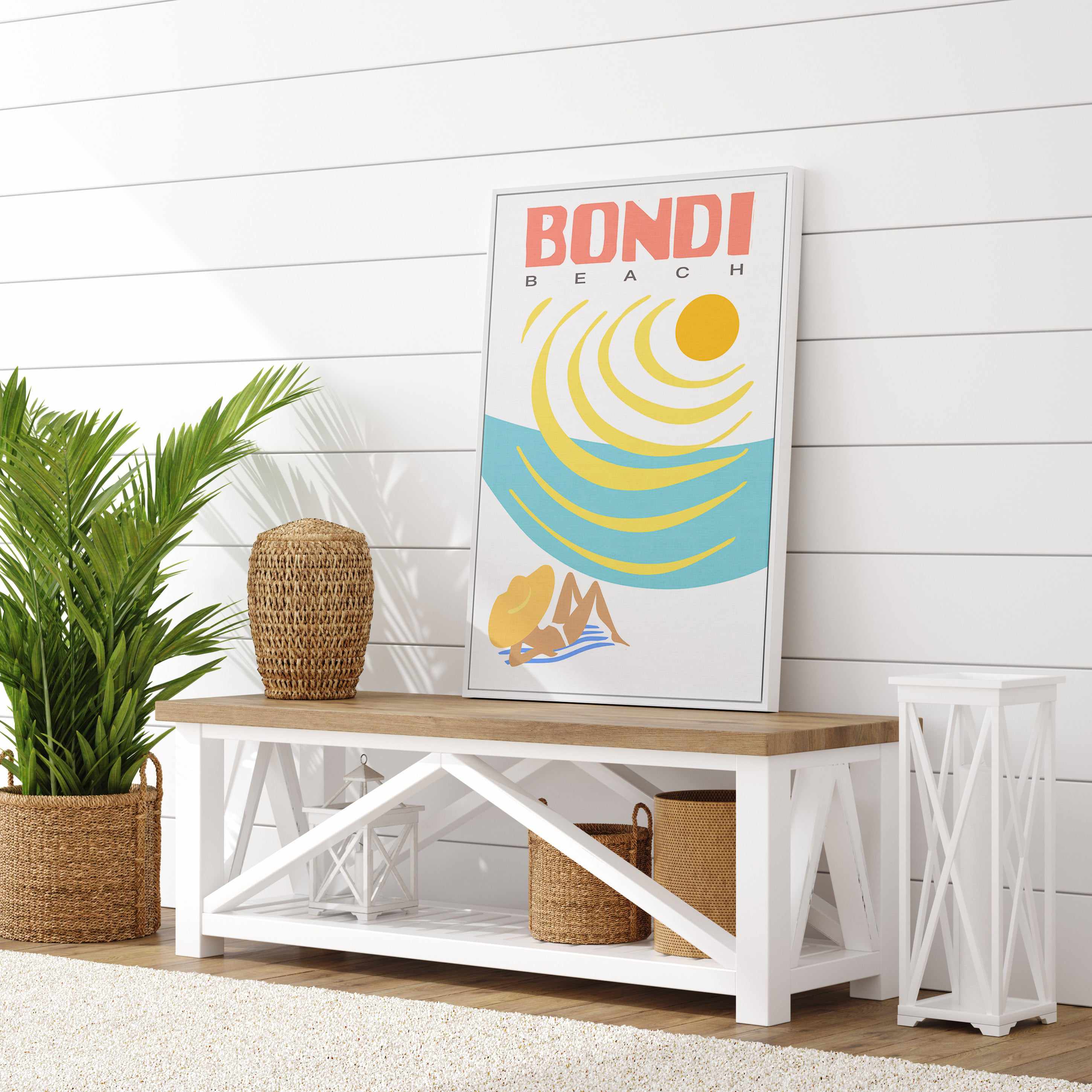 Bondi Beach Baking | Framed Canvas Art Print