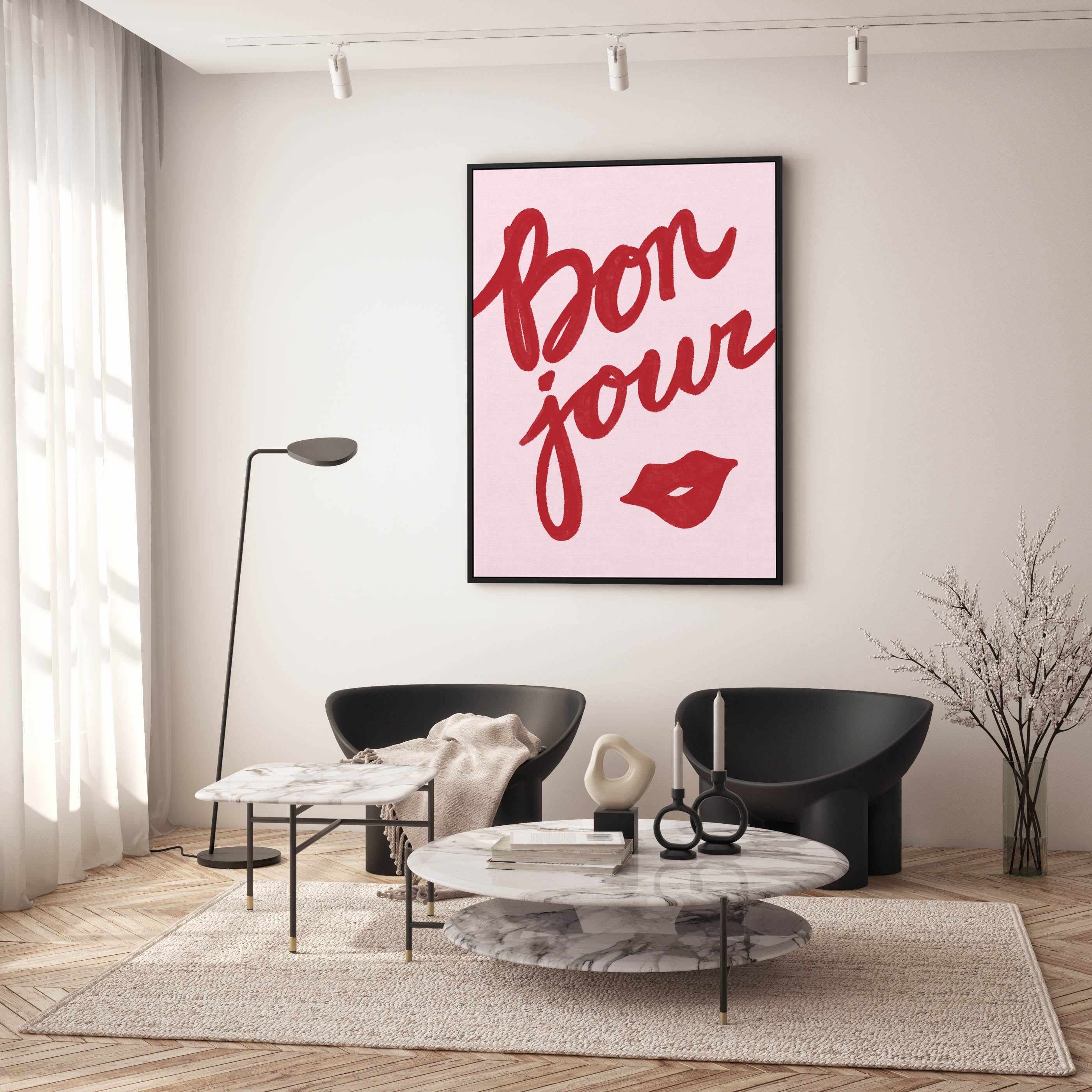 Bonjour Lip By Athene Fritsch | Framed Canvas Art Print