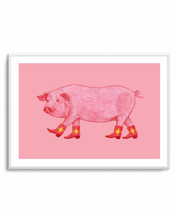 Boot Scootin' Piggy | Art Print from Olive et Oriel where you can shop wallpaper and artworks online
