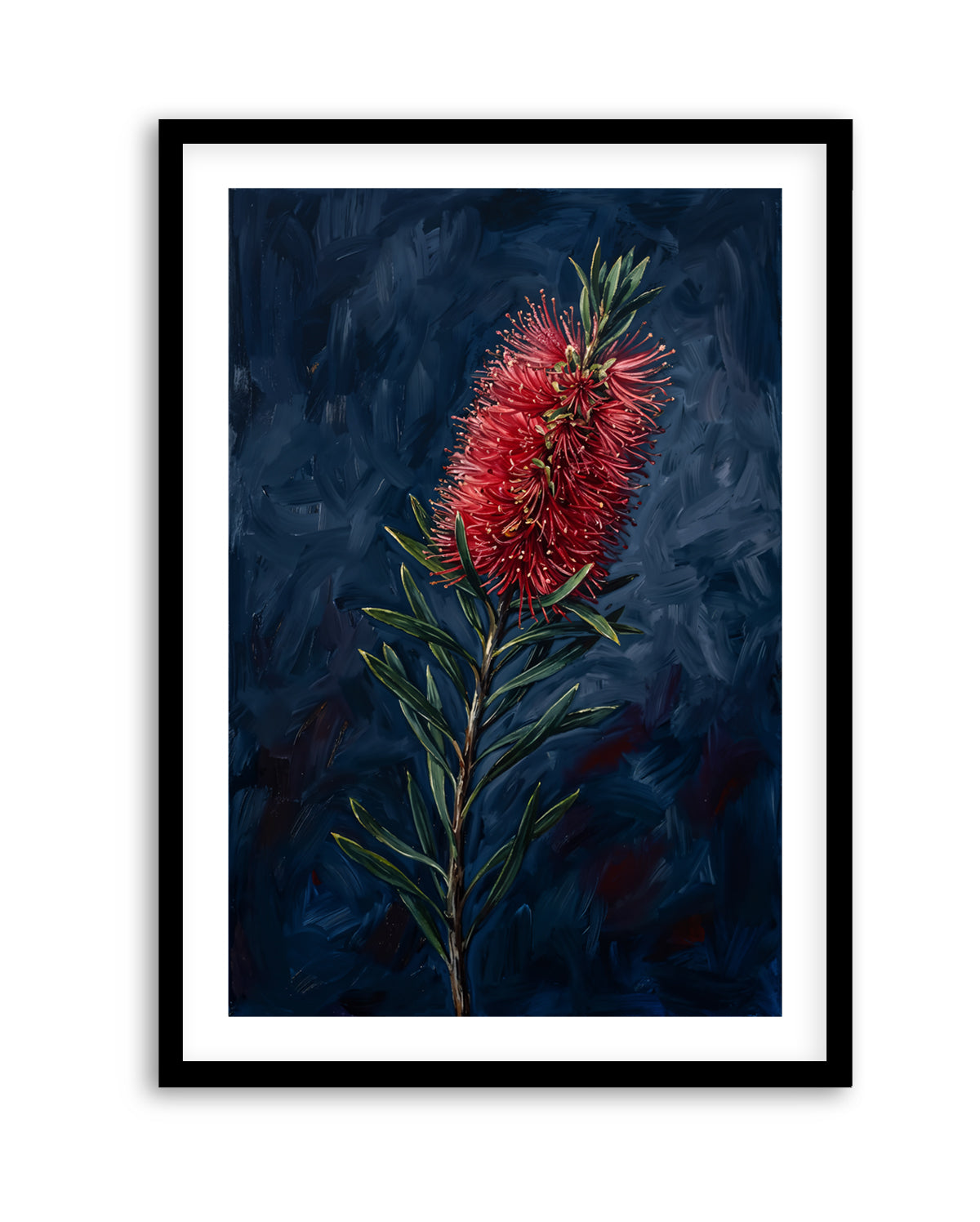 Bottlebrush On Navy Botanicals Study | Art Print