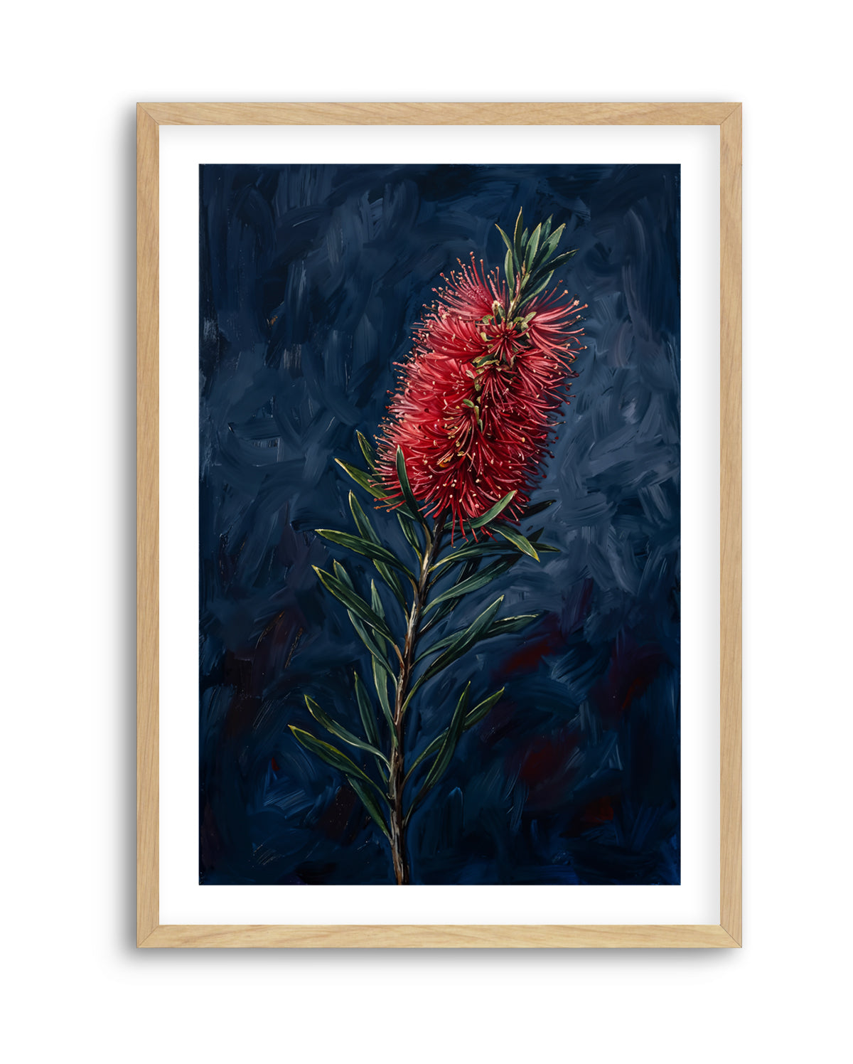 Bottlebrush On Navy Botanicals Study | Art Print