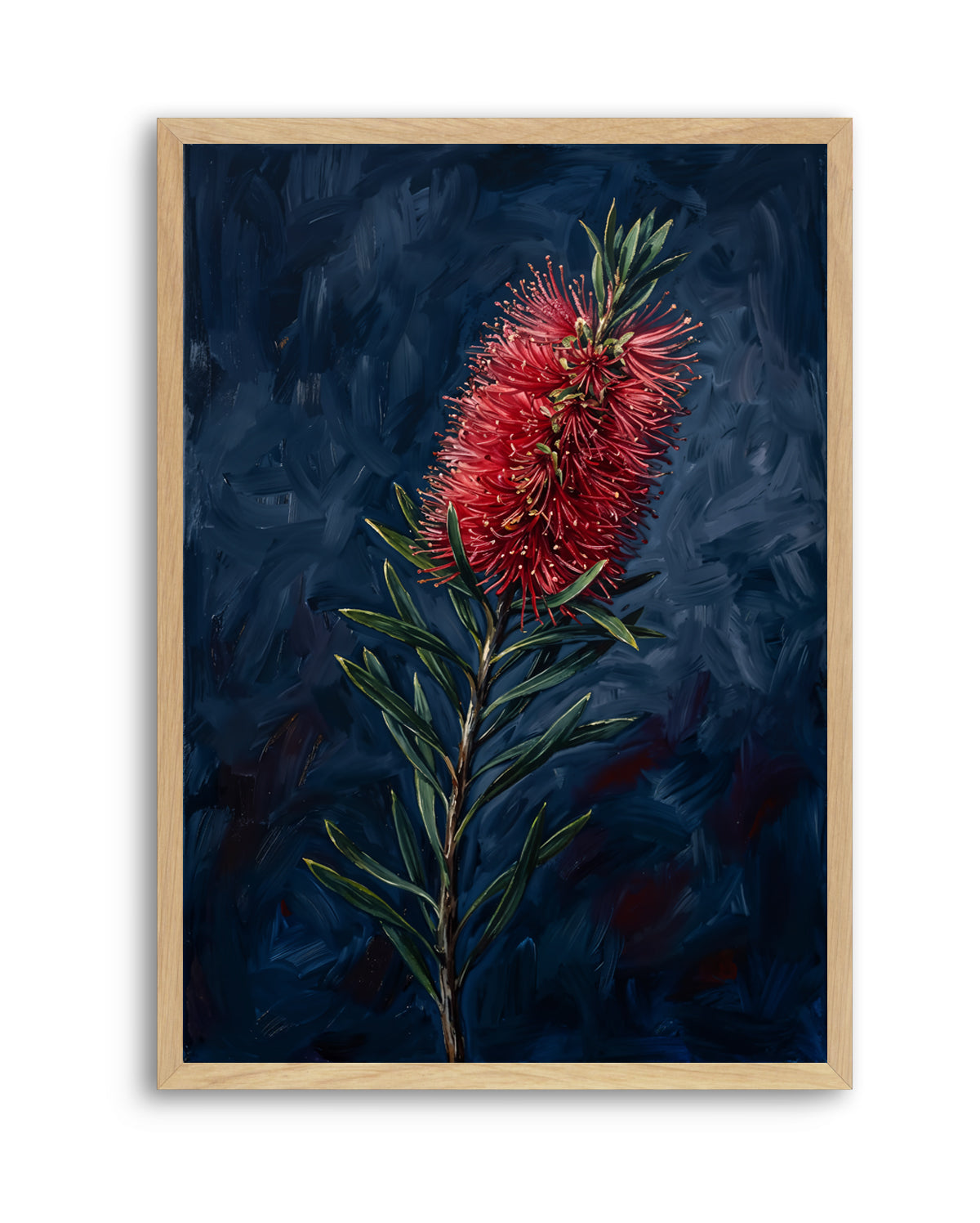 Bottlebrush On Navy Botanicals Study | Art Print