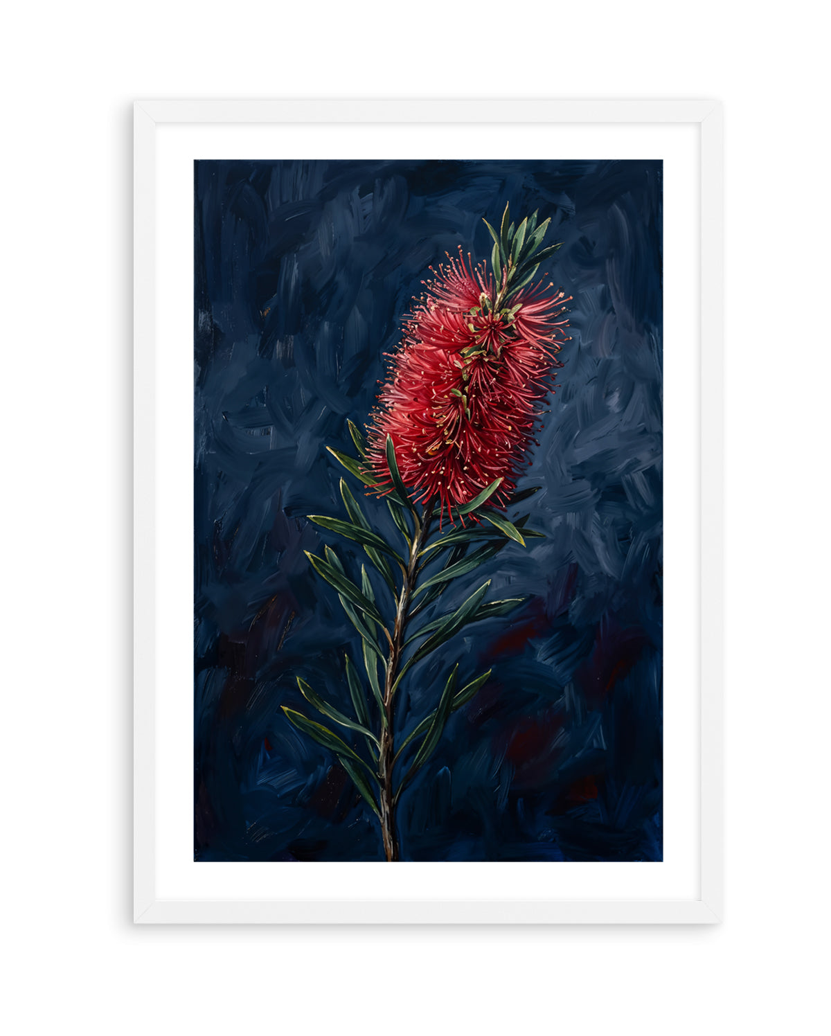 Bottlebrush On Navy Botanicals Study | Art Print