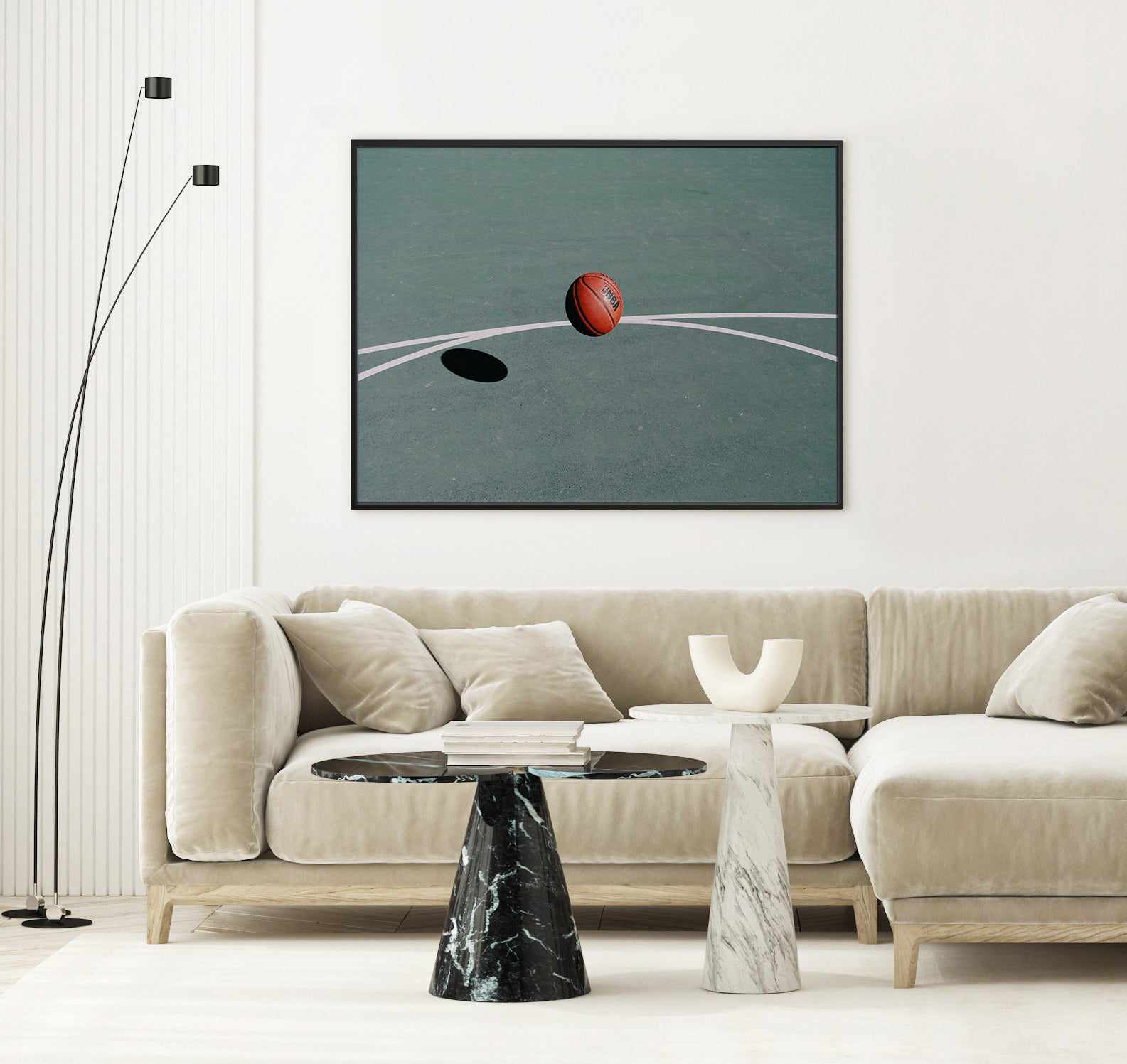 Bounce #1 By Cities of Basketball | Framed Canvas Art Print