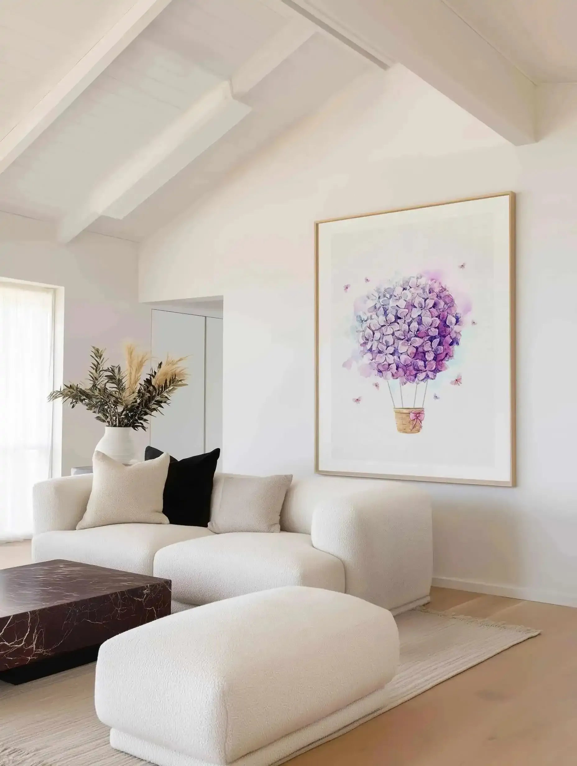 Bouquet Balloon on Linen I Art Print from Olive et Oriel where you can shop wallpaper and artworks online