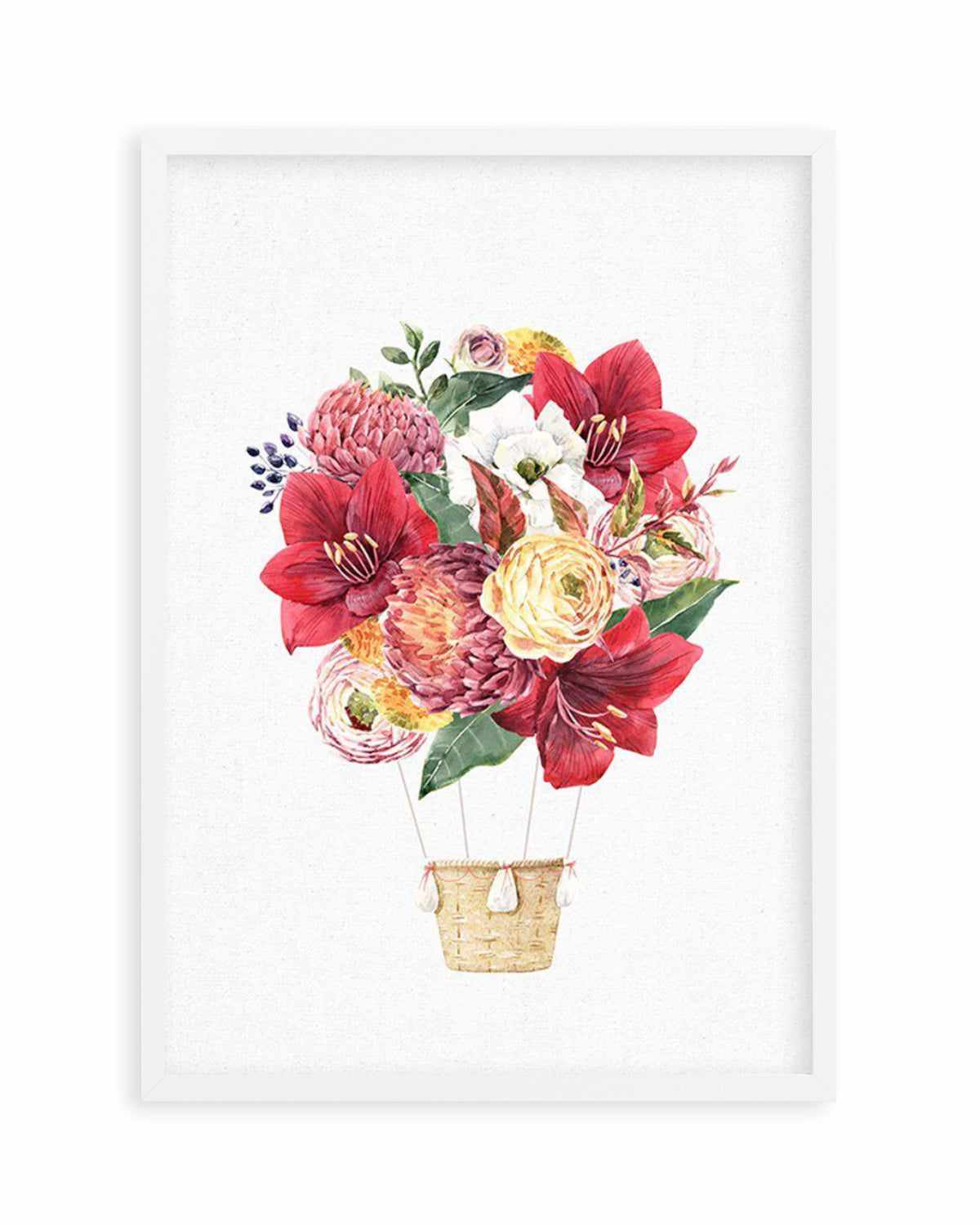 Bouquet Balloon on Linen II Art Print