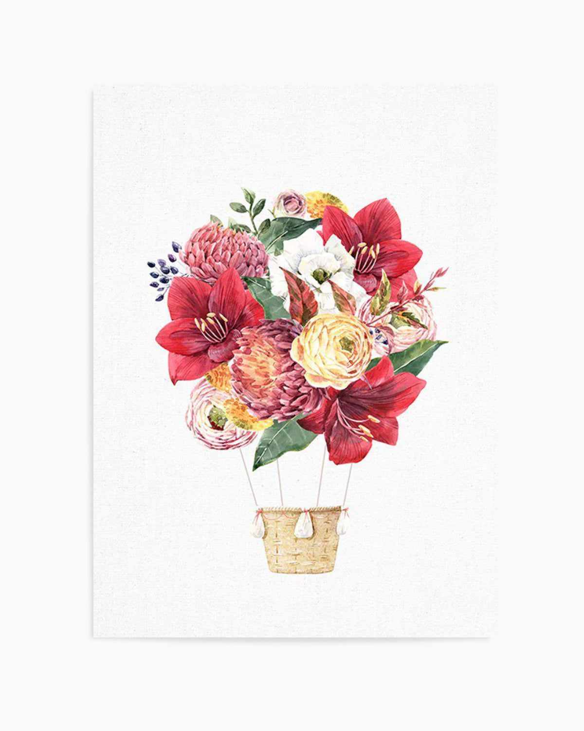 Bouquet Balloon on Linen II Art Print