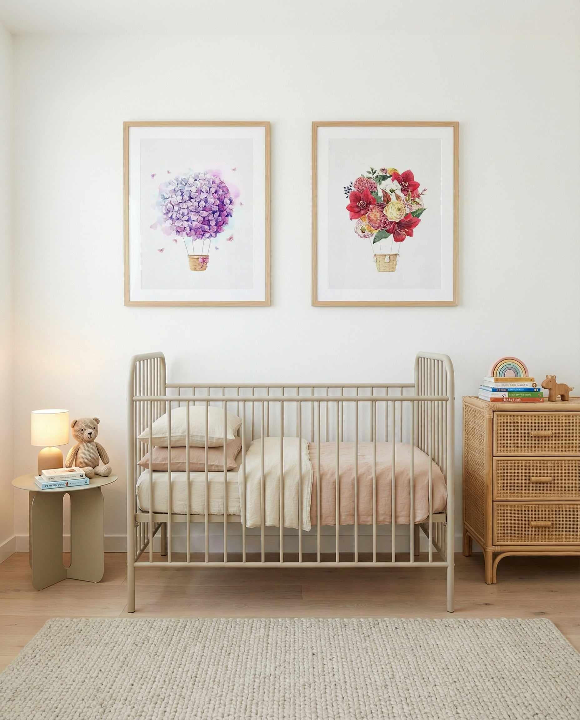 Bouquet Balloon on Linen I & II Art Print Set of 2 | Matching Wall Art from Olive et Oriel where you can shop wallpaper and artworks online