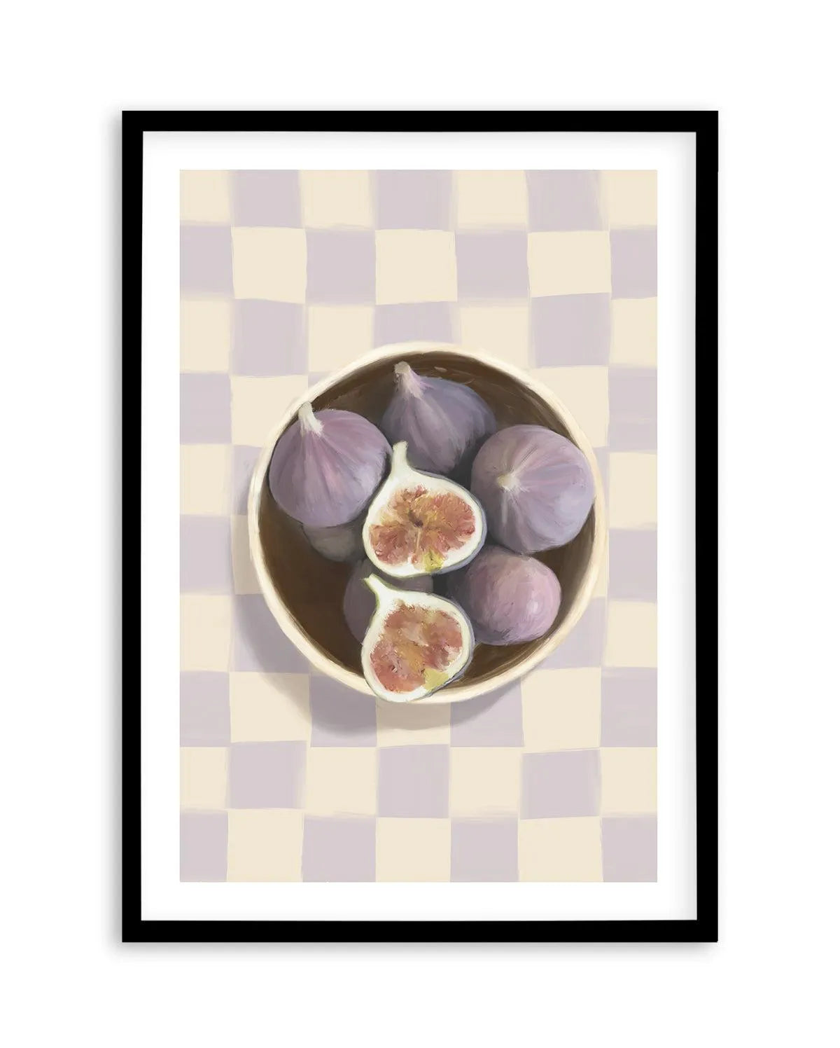 Bowl of Figs on Check | Art Print from Olive et Oriel where you can shop wallpaper and artworks online