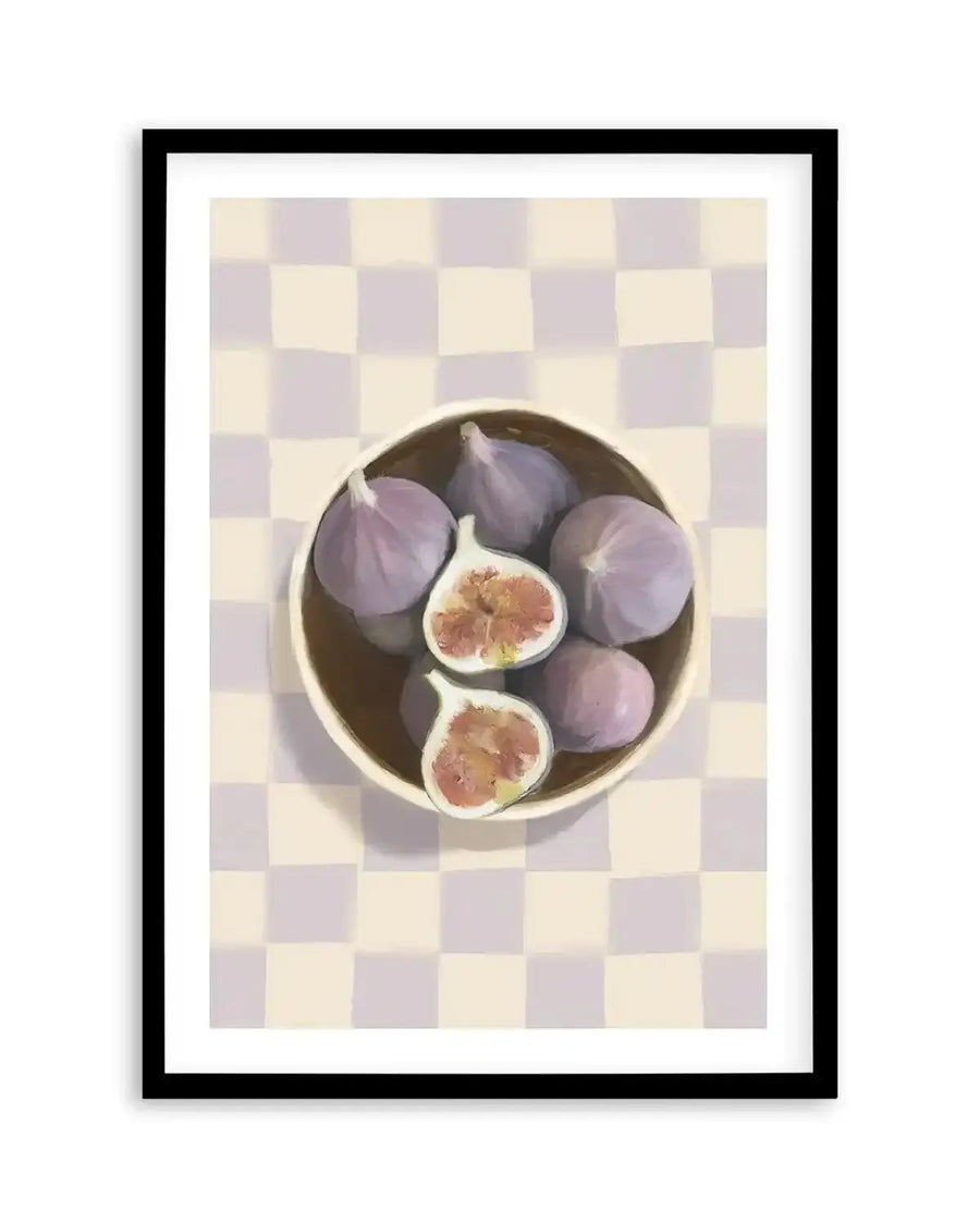 Bowl of Figs on Check | Art Print from Olive et Oriel where you can shop wallpaper and artworks online