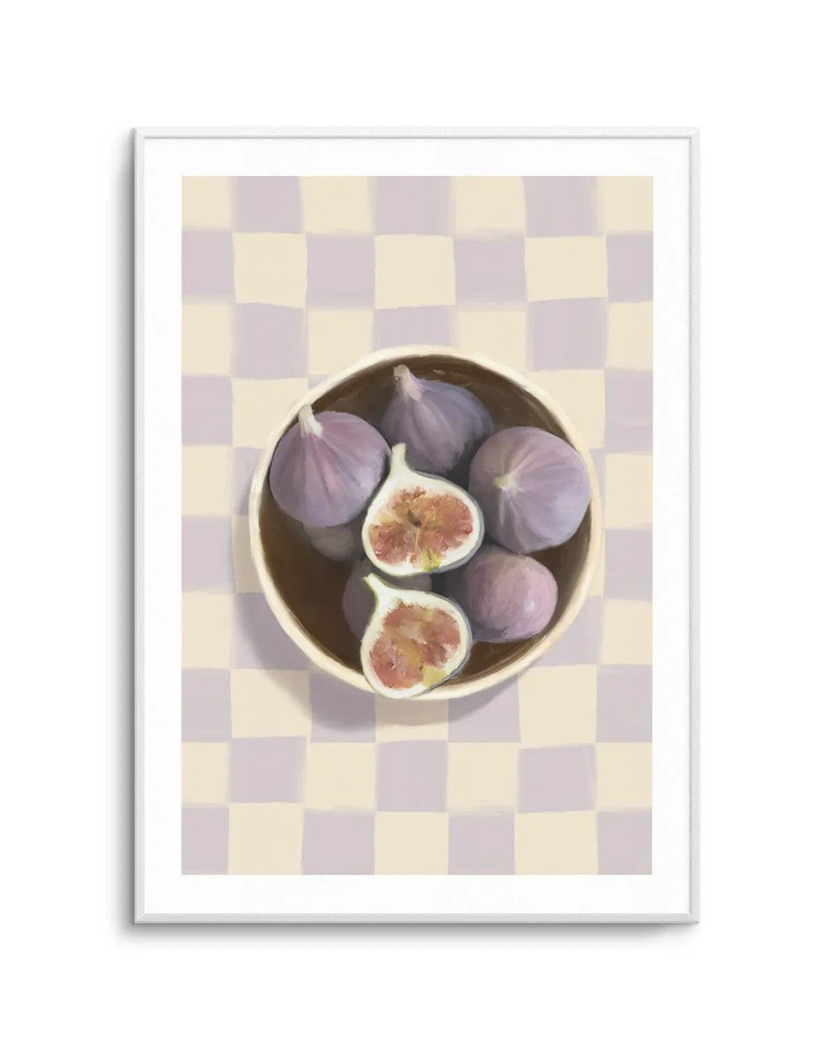 Bowl of Figs on Check | Art Print from Olive et Oriel where you can shop wallpaper and artworks online