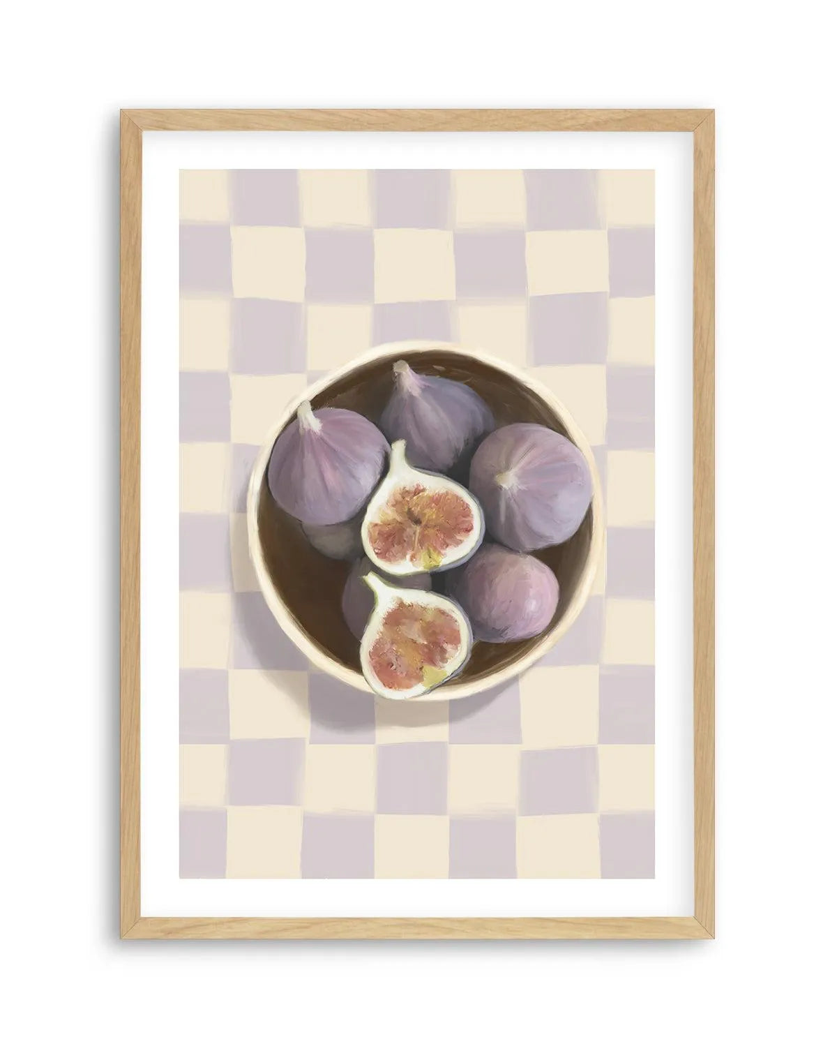 Bowl of Figs on Check | Art Print from Olive et Oriel where you can shop wallpaper and artworks online