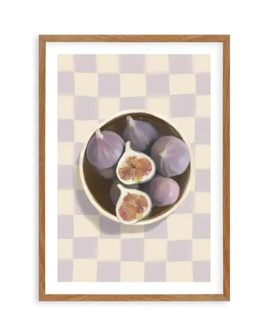 Bowl of Figs on Check | Art Print from Olive et Oriel where you can shop wallpaper and artworks online