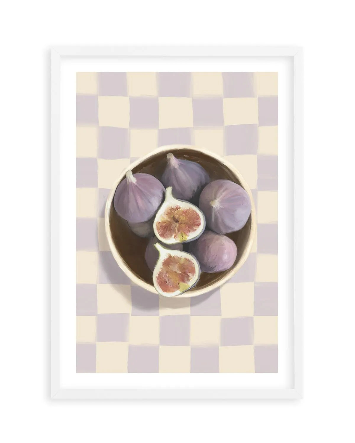 Bowl of Figs on Check | Art Print from Olive et Oriel where you can shop wallpaper and artworks online