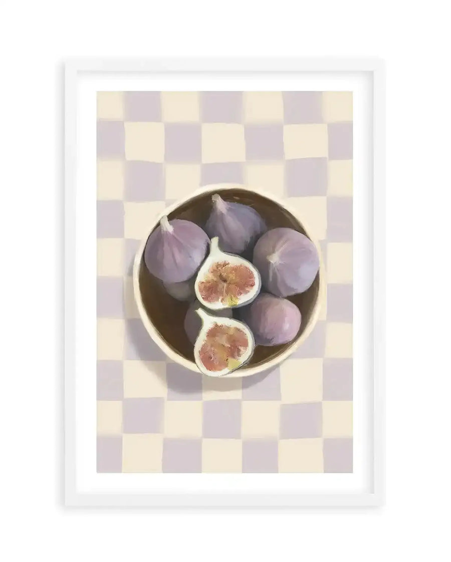 Bowl of Figs on Check | Art Print from Olive et Oriel where you can shop wallpaper and artworks online