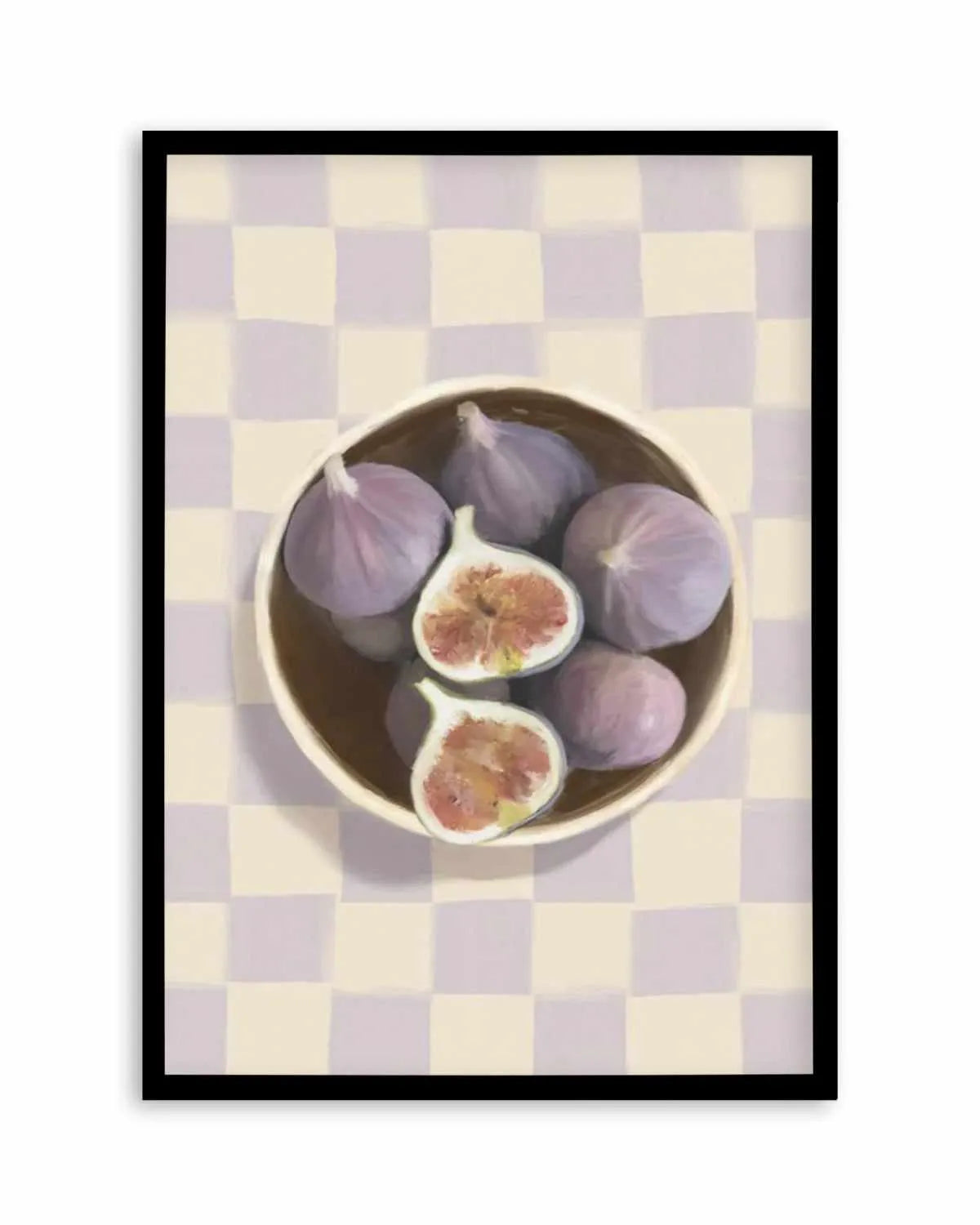 Bowl of Figs on Check | Art Print from Olive et Oriel where you can shop wallpaper and artworks online