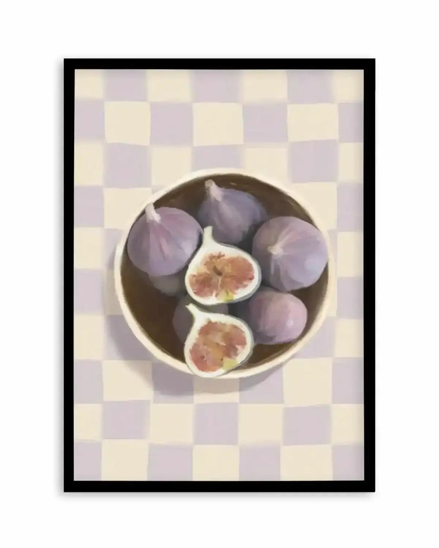 Bowl of Figs on Check | Art Print from Olive et Oriel where you can shop wallpaper and artworks online