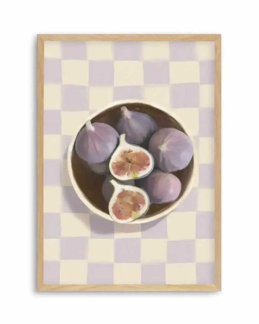 Bowl of Figs on Check | Art Print from Olive et Oriel where you can shop wallpaper and artworks online