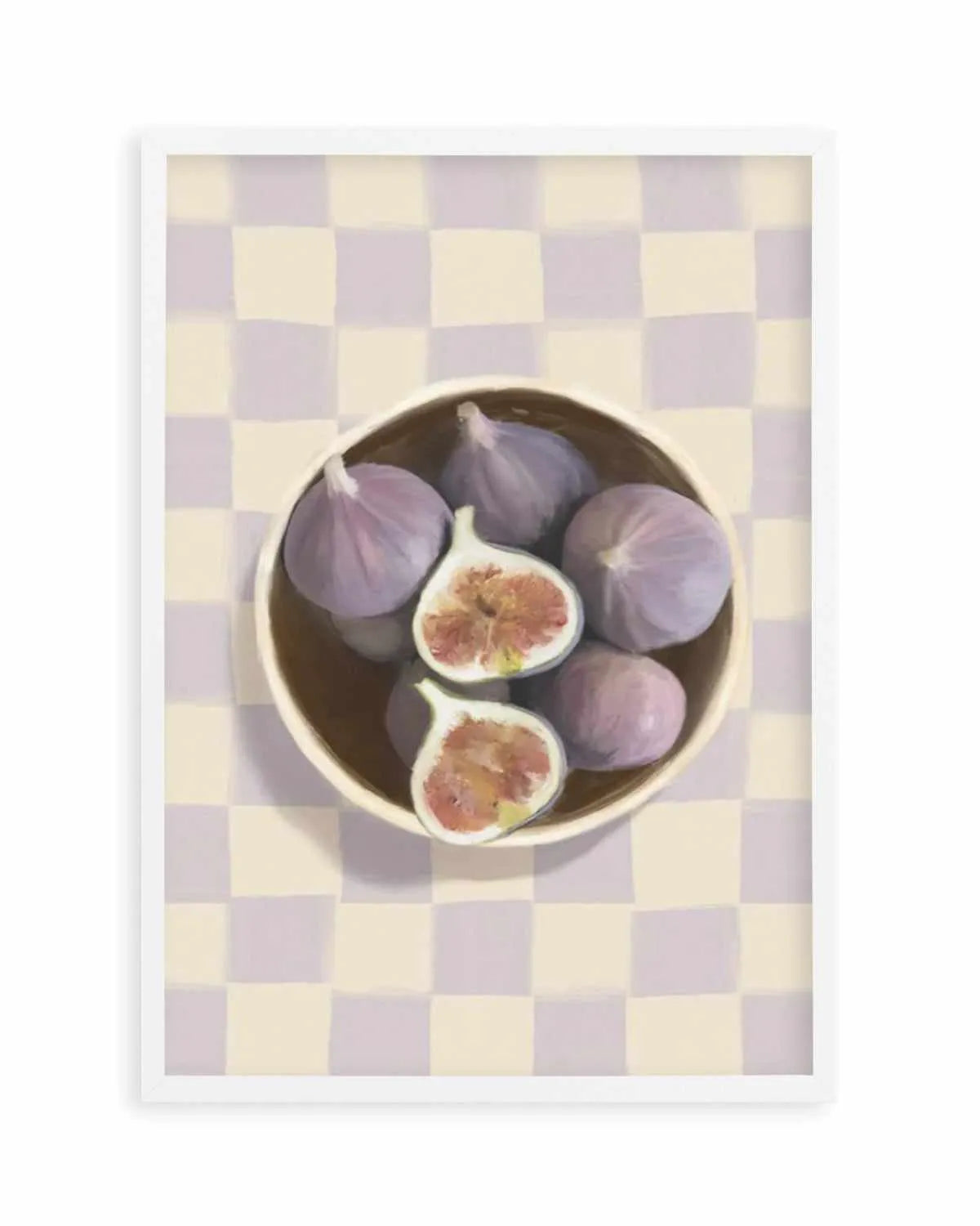 Bowl of Figs on Check | Art Print from Olive et Oriel where you can shop wallpaper and artworks online