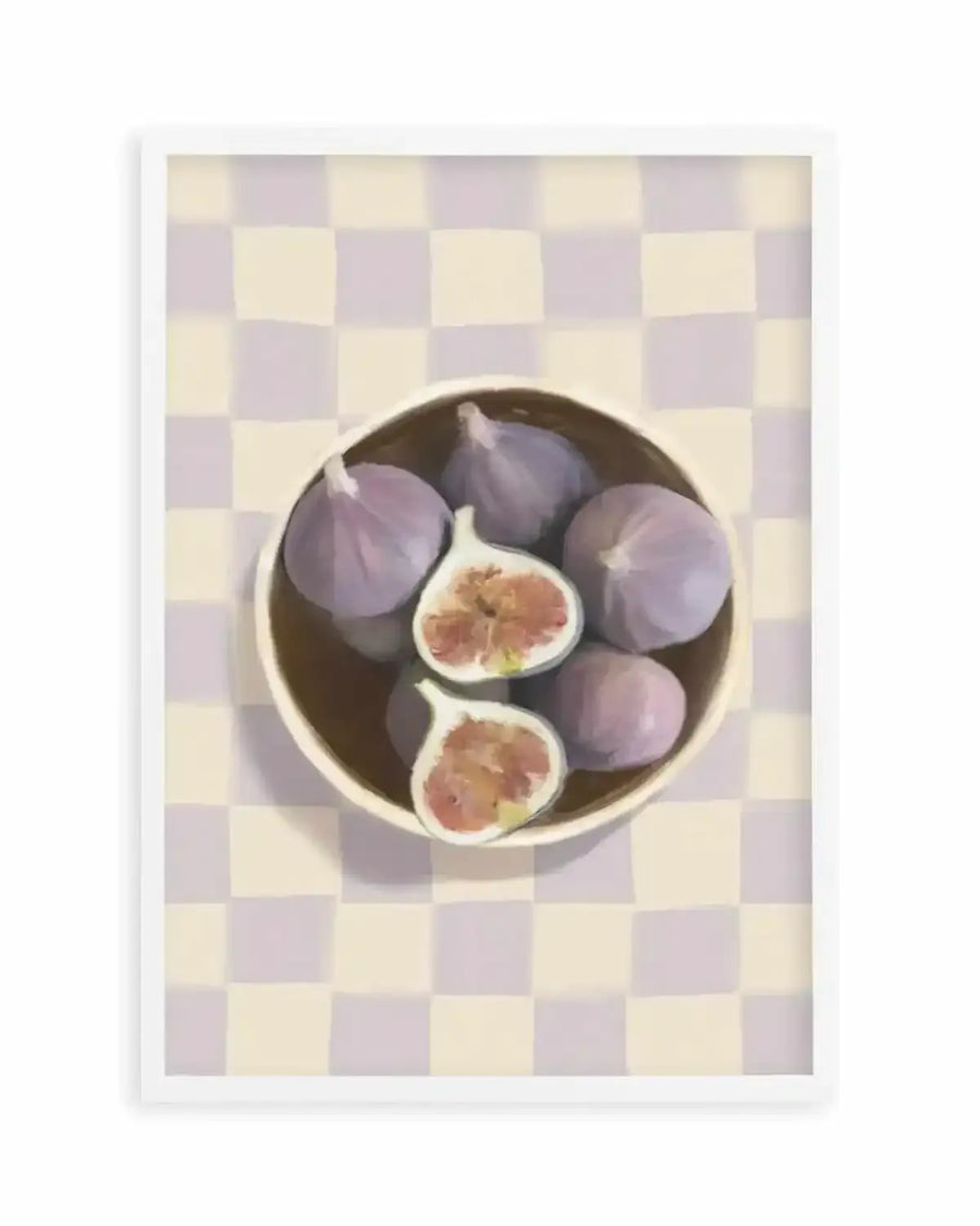 Bowl of Figs on Check | Art Print from Olive et Oriel where you can shop wallpaper and artworks online