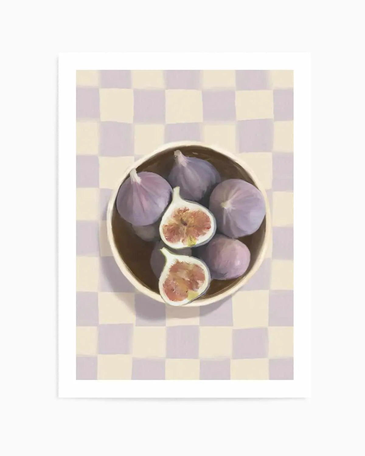 Bowl of Figs on Check | Art Print from Olive et Oriel where you can shop wallpaper and artworks online