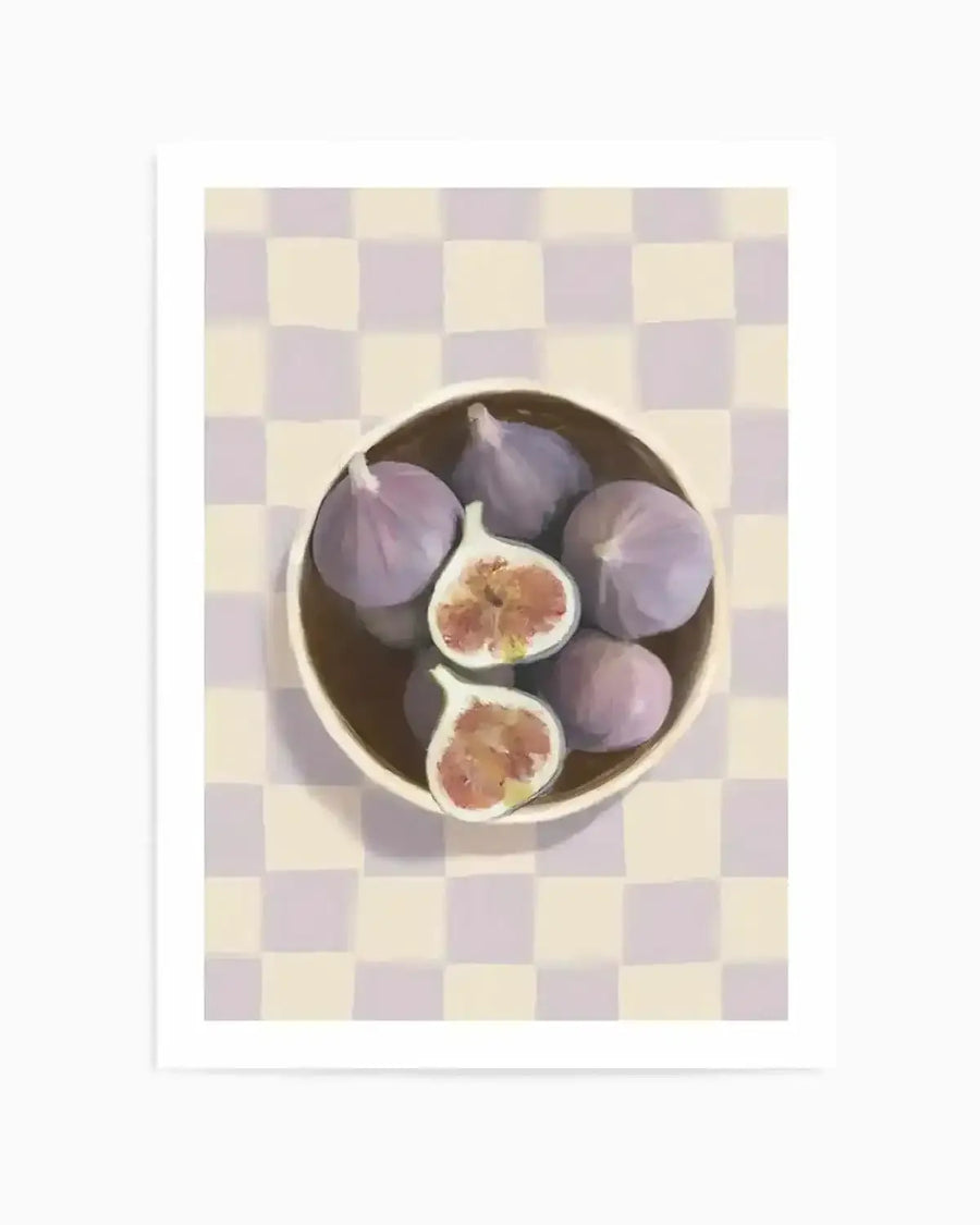 Bowl of Figs on Check | Art Print from Olive et Oriel where you can shop wallpaper and artworks online