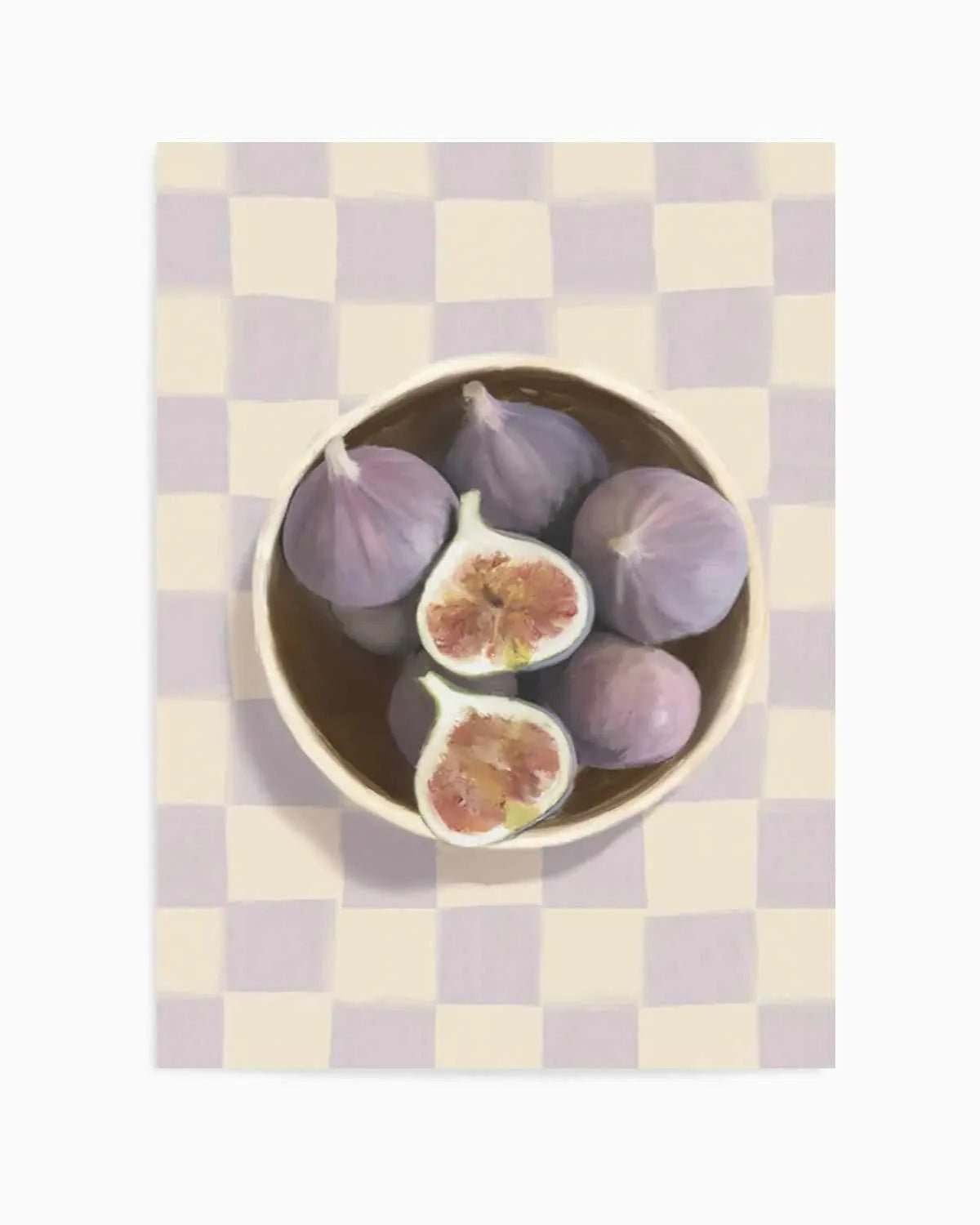 Bowl of Figs on Check | Art Print from Olive et Oriel where you can shop wallpaper and artworks online