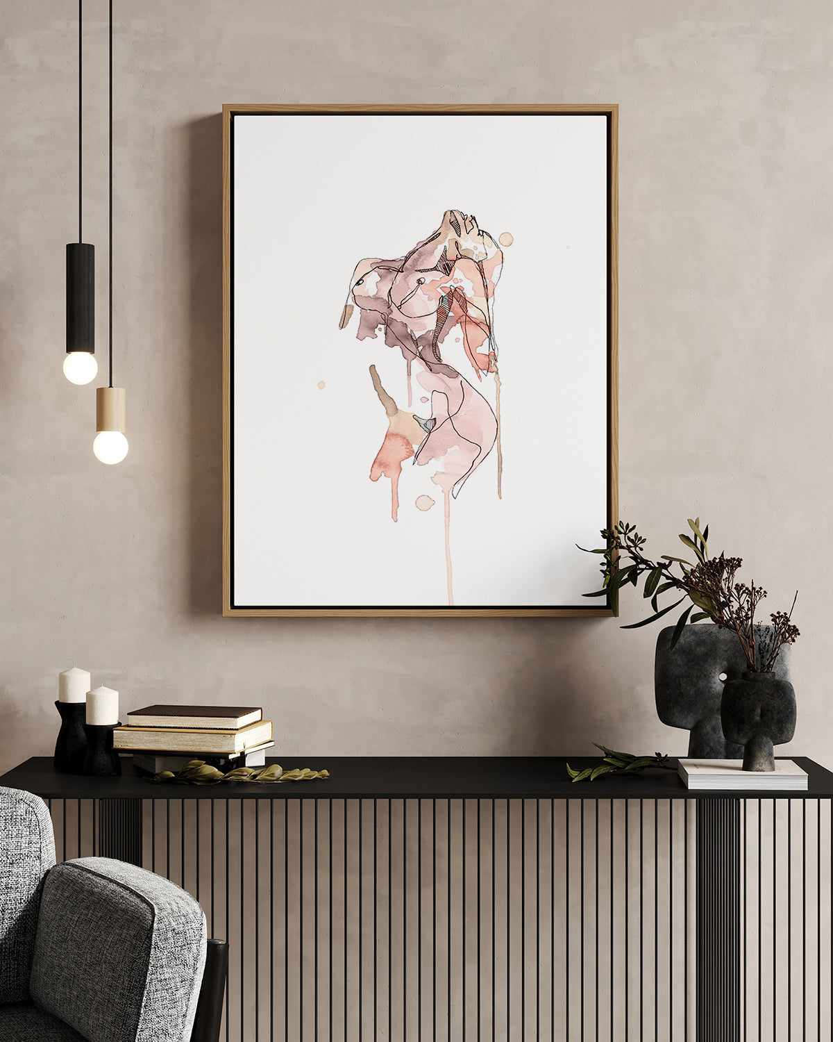 Breathe Nude by Maku Fenaroli | Framed Canvas Art Print