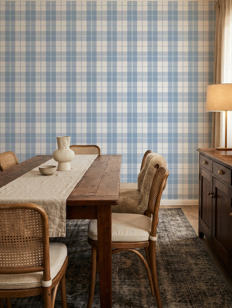 Briarwood Tartan in Blue Wallpaper
