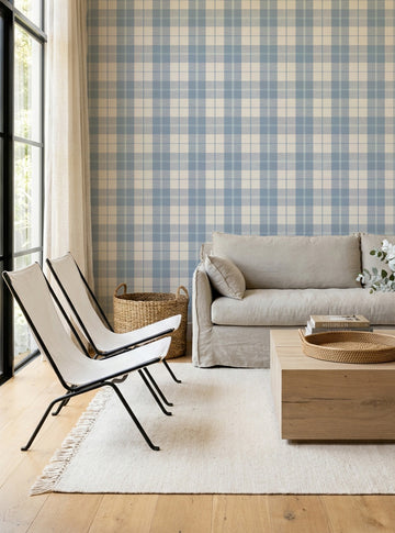 Briarwood Tartan in Blue Wallpaper