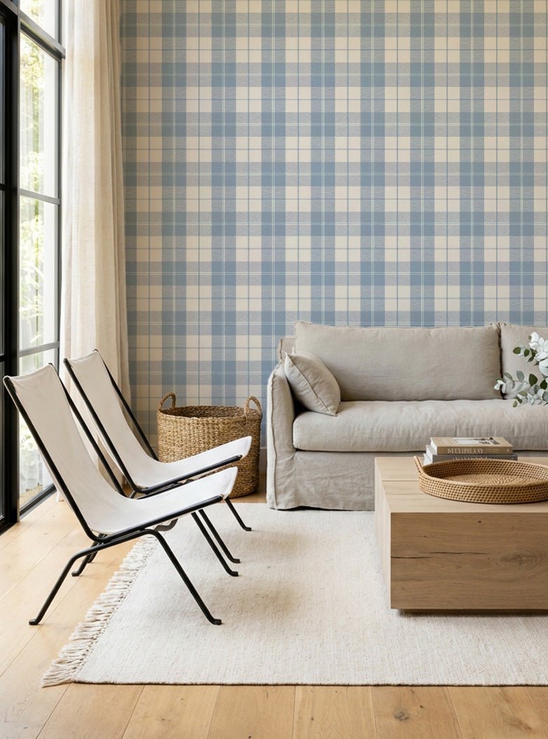 Briarwood Tartan in Blue Wallpaper