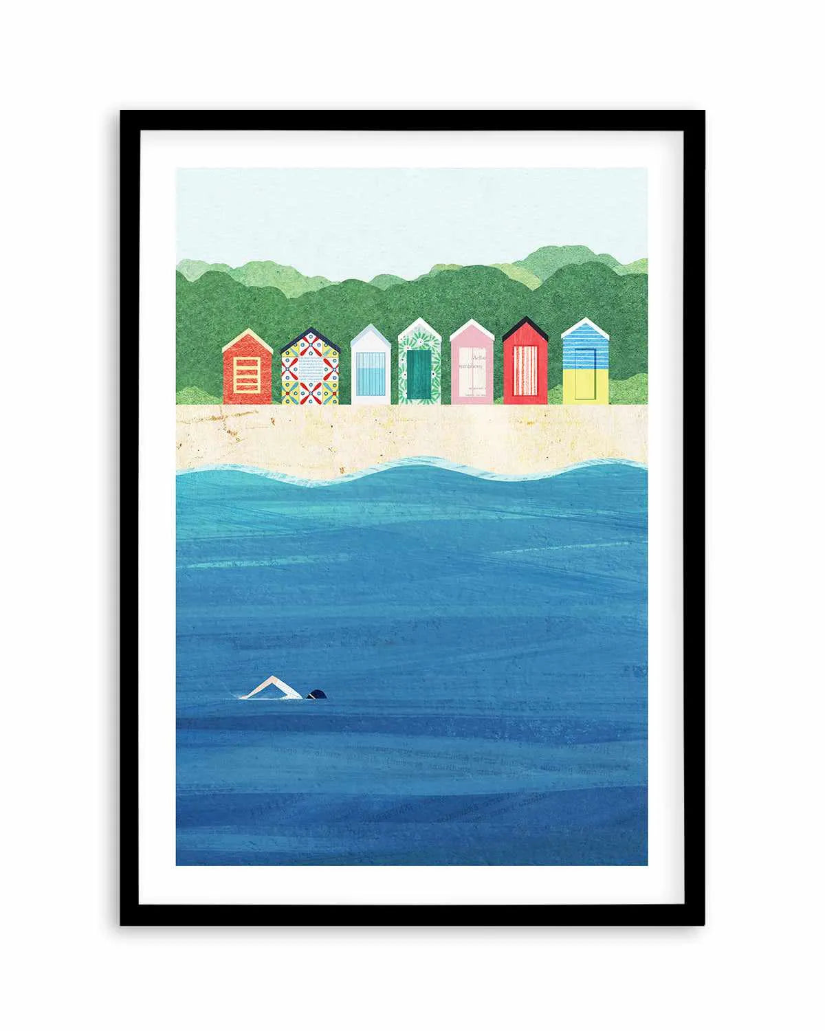 Brighton Bathing Boxes by Henry Rivers Art Print from Olive et Oriel where you can shop wallpaper and artworks online