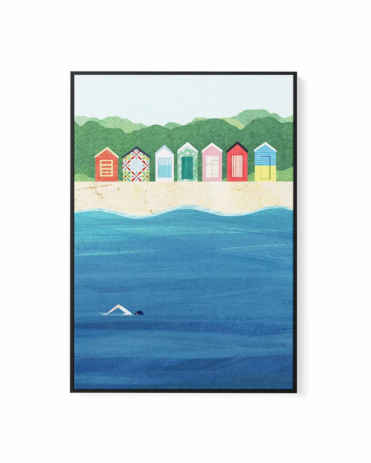Brighton Bathing Boxes by Henry Rivers | Framed Canvas Art Print from Olive et Oriel where you can shop wallpaper and artworks online