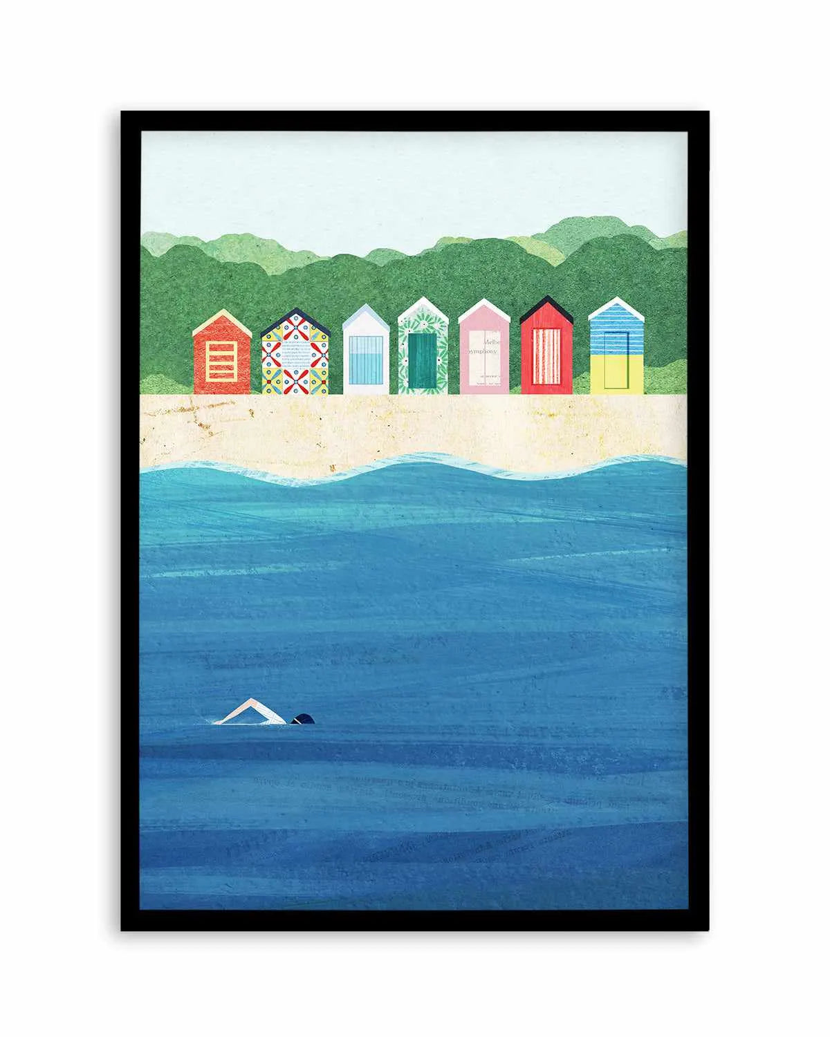 Brighton Bathing Boxes by Henry Rivers Art Print from Olive et Oriel where you can shop wallpaper and artworks online