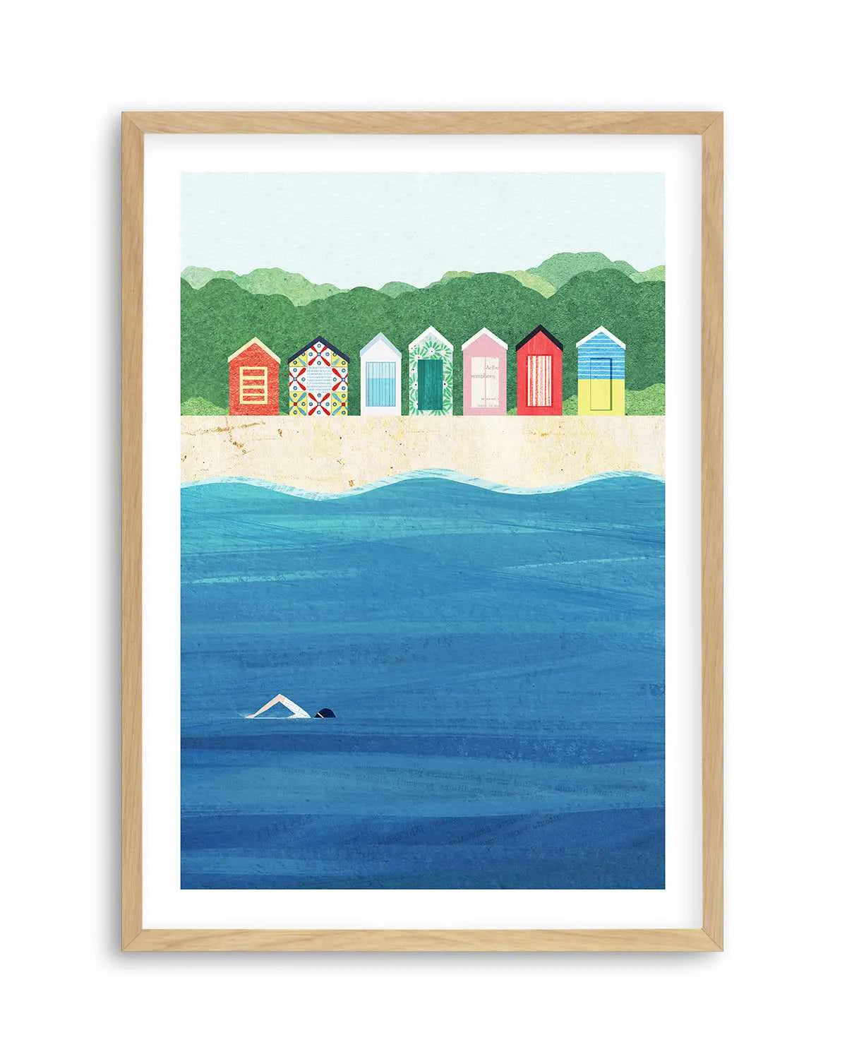 Brighton Bathing Boxes by Henry Rivers Art Print from Olive et Oriel where you can shop wallpaper and artworks online