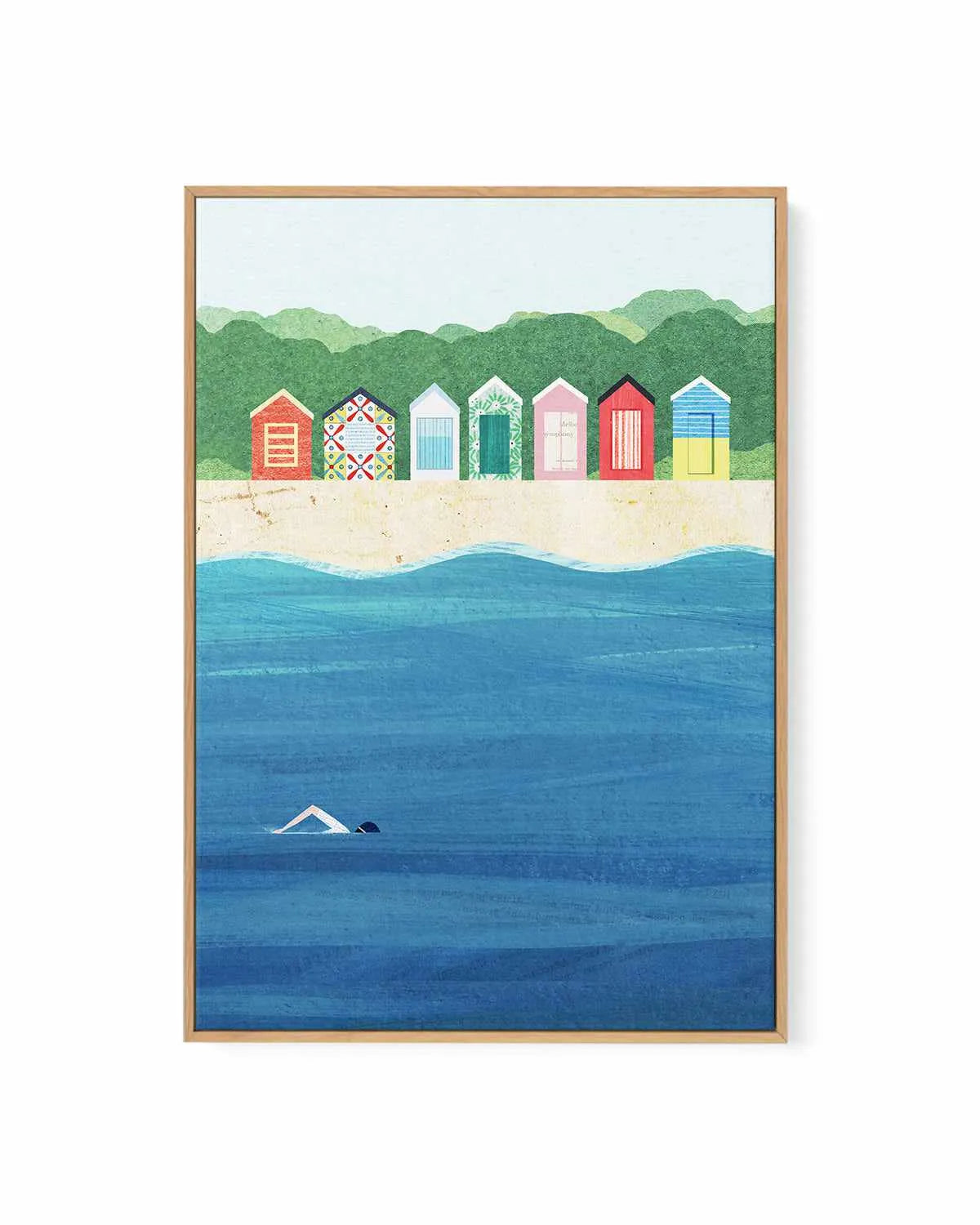 Brighton Bathing Boxes by Henry Rivers | Framed Canvas Art Print from Olive et Oriel where you can shop wallpaper and artworks online