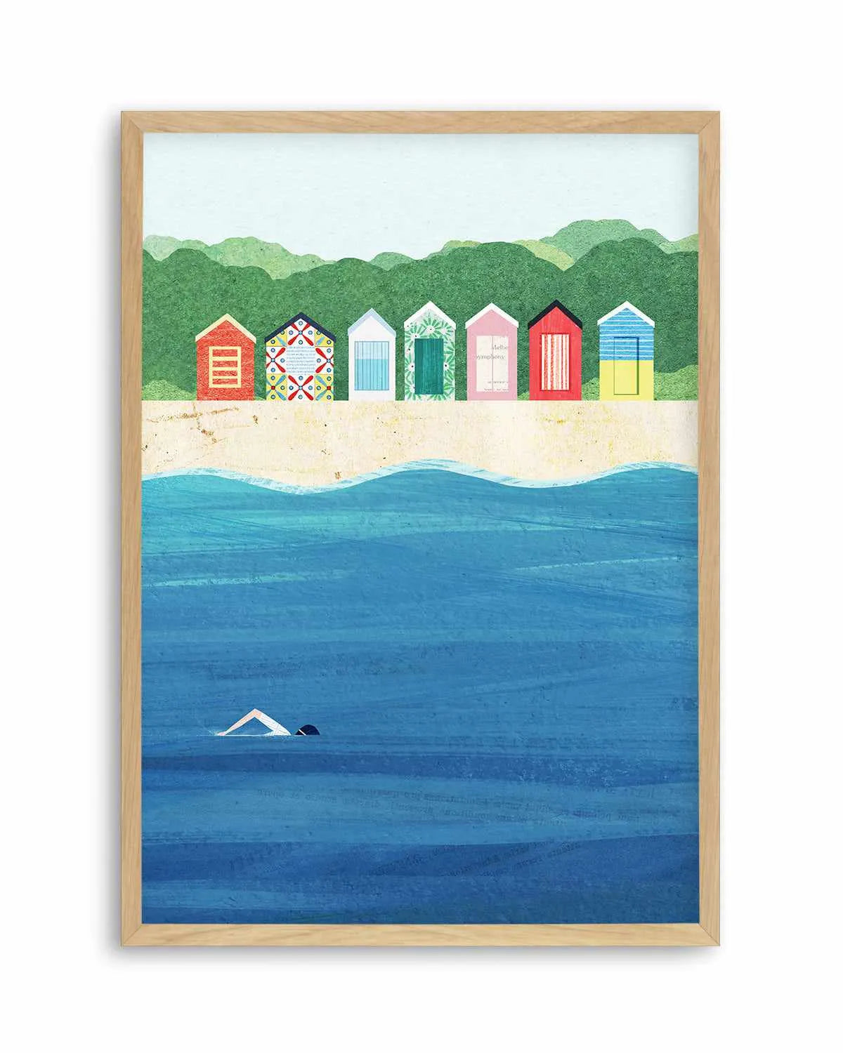 Brighton Bathing Boxes by Henry Rivers Art Print from Olive et Oriel where you can shop wallpaper and artworks online