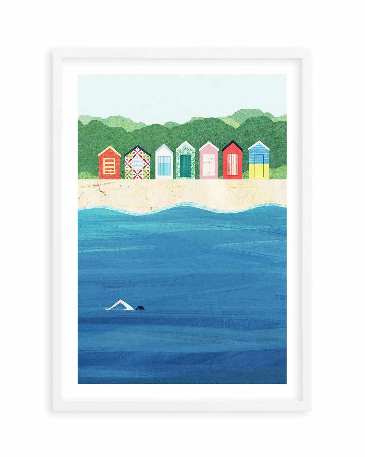 Brighton Bathing Boxes by Henry Rivers Art Print from Olive et Oriel where you can shop wallpaper and artworks online