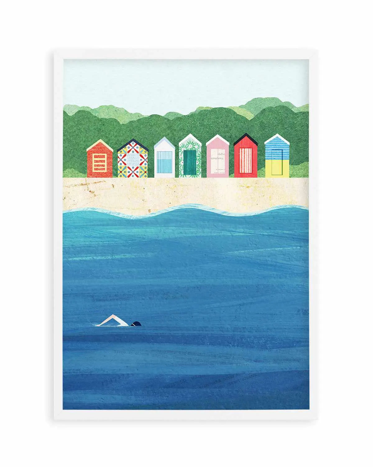 Brighton Bathing Boxes by Henry Rivers Art Print from Olive et Oriel where you can shop wallpaper and artworks online