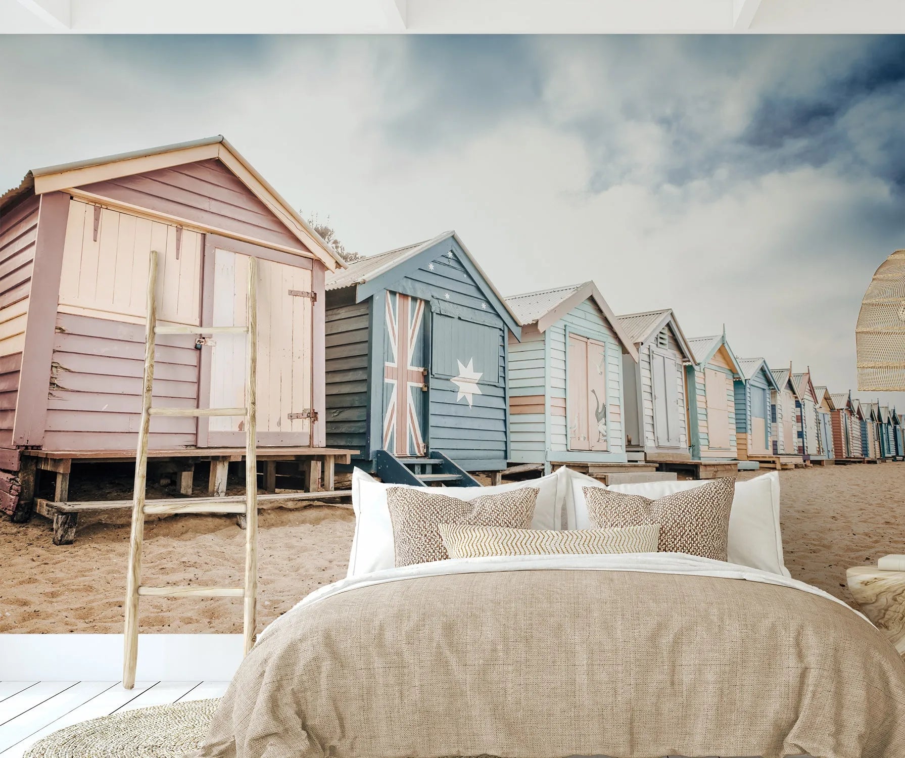 Brighton Beach Boxes | Melbourne Photo Mural Wallpaper from Olive et Oriel where you can shop wallpaper and artworks online