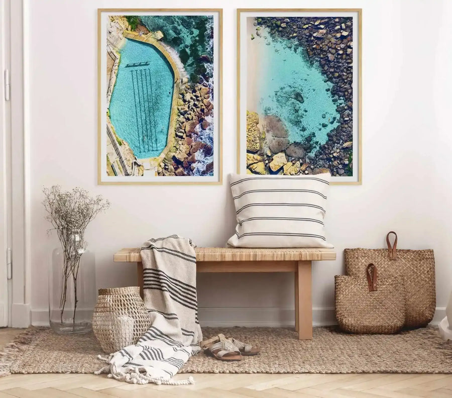 Bronte Beach Pool | Aerial Photo Wall Art Print aqua blue coastal art print