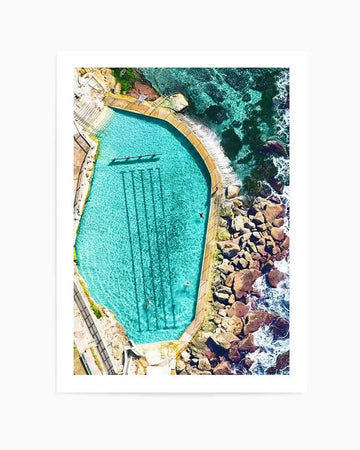 Bronte Ocean Pool | Aerial Photo Wall Art Print aqua blue coastal art print