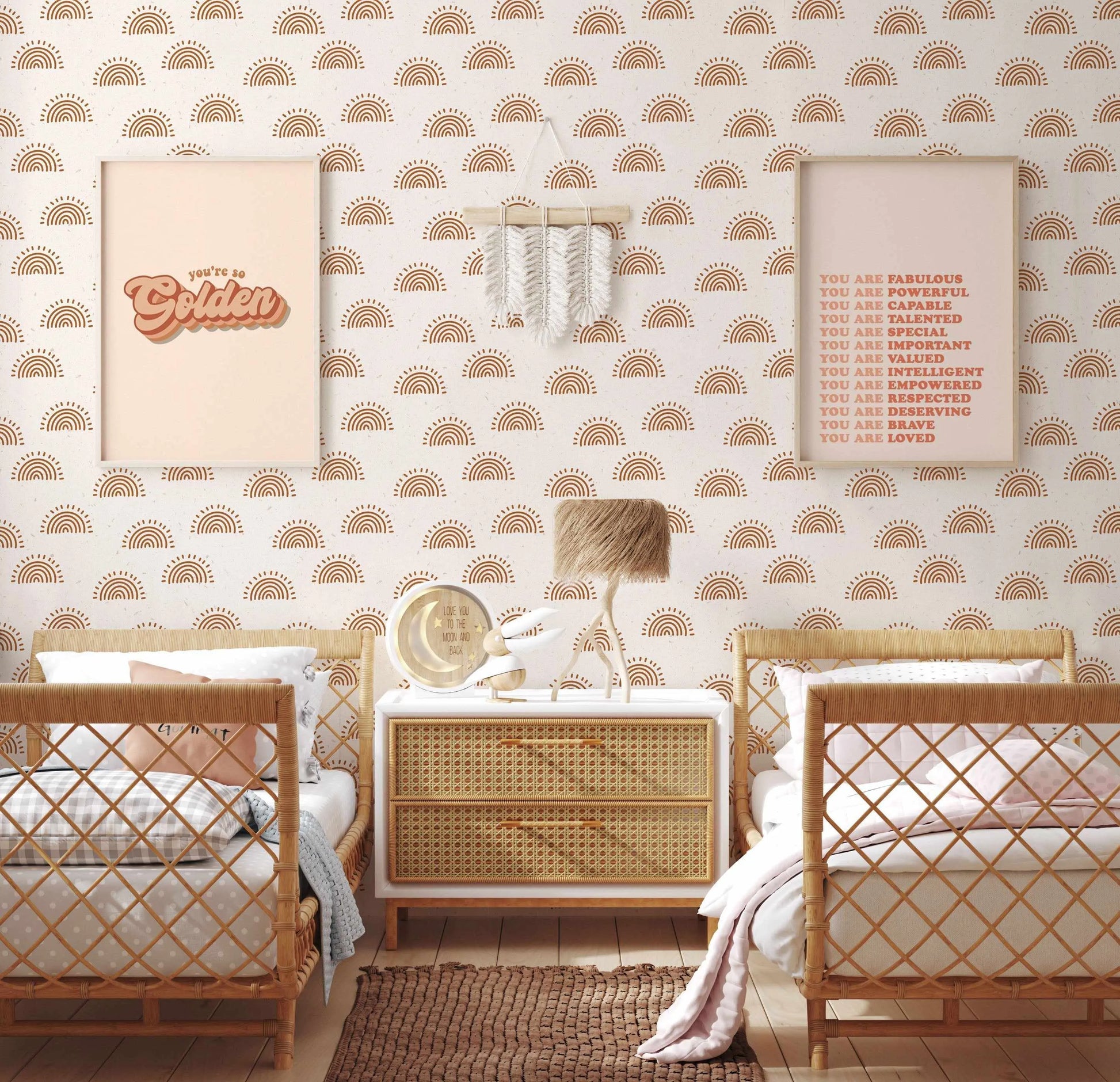 Bronzed Rainbows Wallpaper-Wallpaper-Buy Kids Removable Wallpaper Online Our Custom Made Children√¢‚Ç¨‚Ñ¢s Wallpapers Are A Fun Way To Decorate And Enhance Boys Bedroom Decor And Girls Bedrooms They Are An Amazing Addition To Your Kids Bedroom Walls Our Collection of Kids Wallpaper Is Sure To Transform Your Kids Rooms Interior Style From Pink Wallpaper To Dinosaur Wallpaper Even Marble Wallpapers For Teen Boys Shop Peel And Stick Wallpaper Online Today With Olive et Oriel