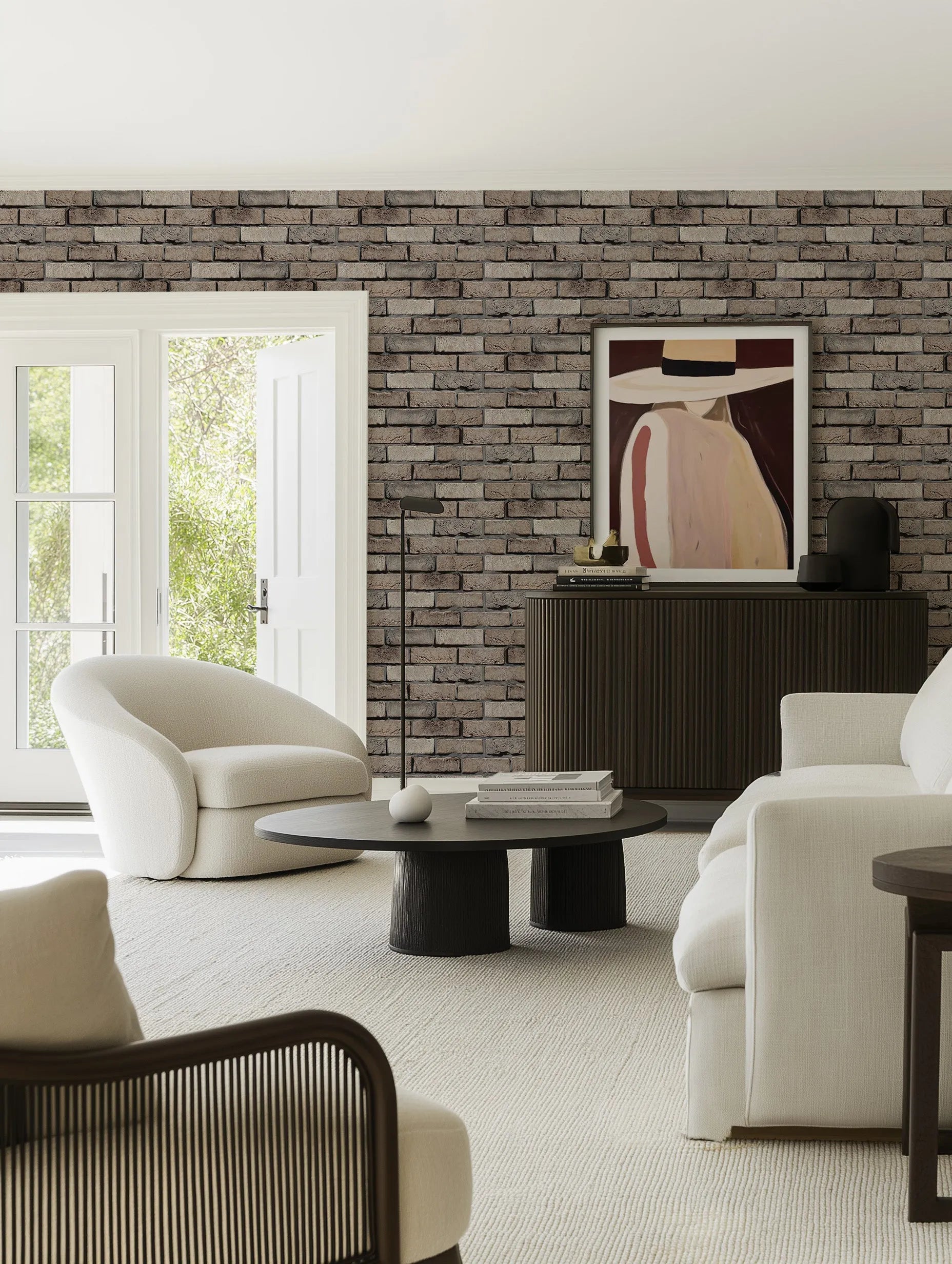 Brown Brick Wallpaper from Olive et Oriel where you can shop wallpaper and artworks online