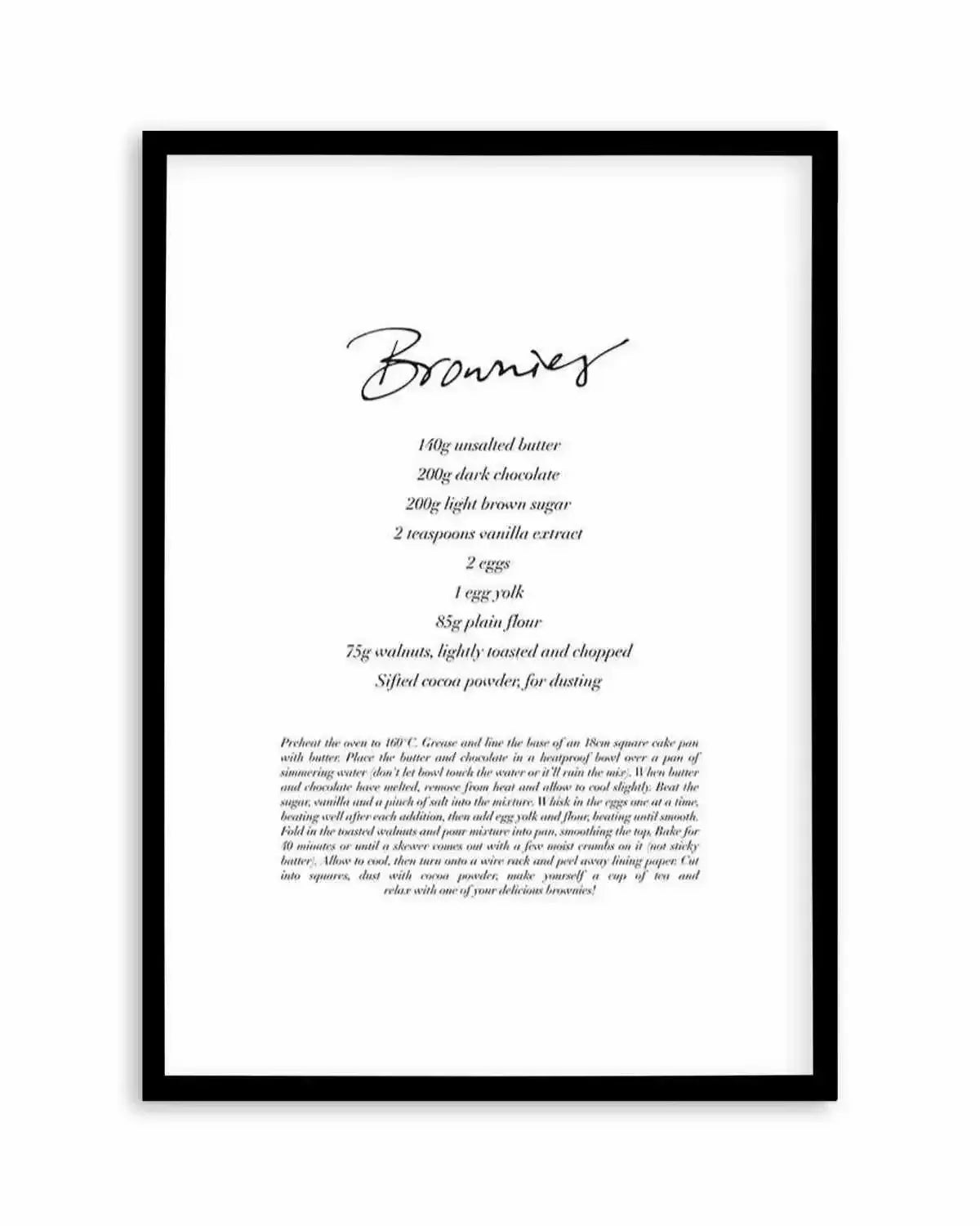 Brownie Recipe Art Print from Olive et Oriel where you can shop wallpaper and artworks online