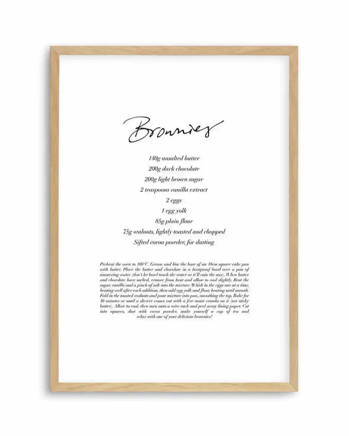Brownie Recipe Art Print from Olive et Oriel where you can shop wallpaper and artworks online