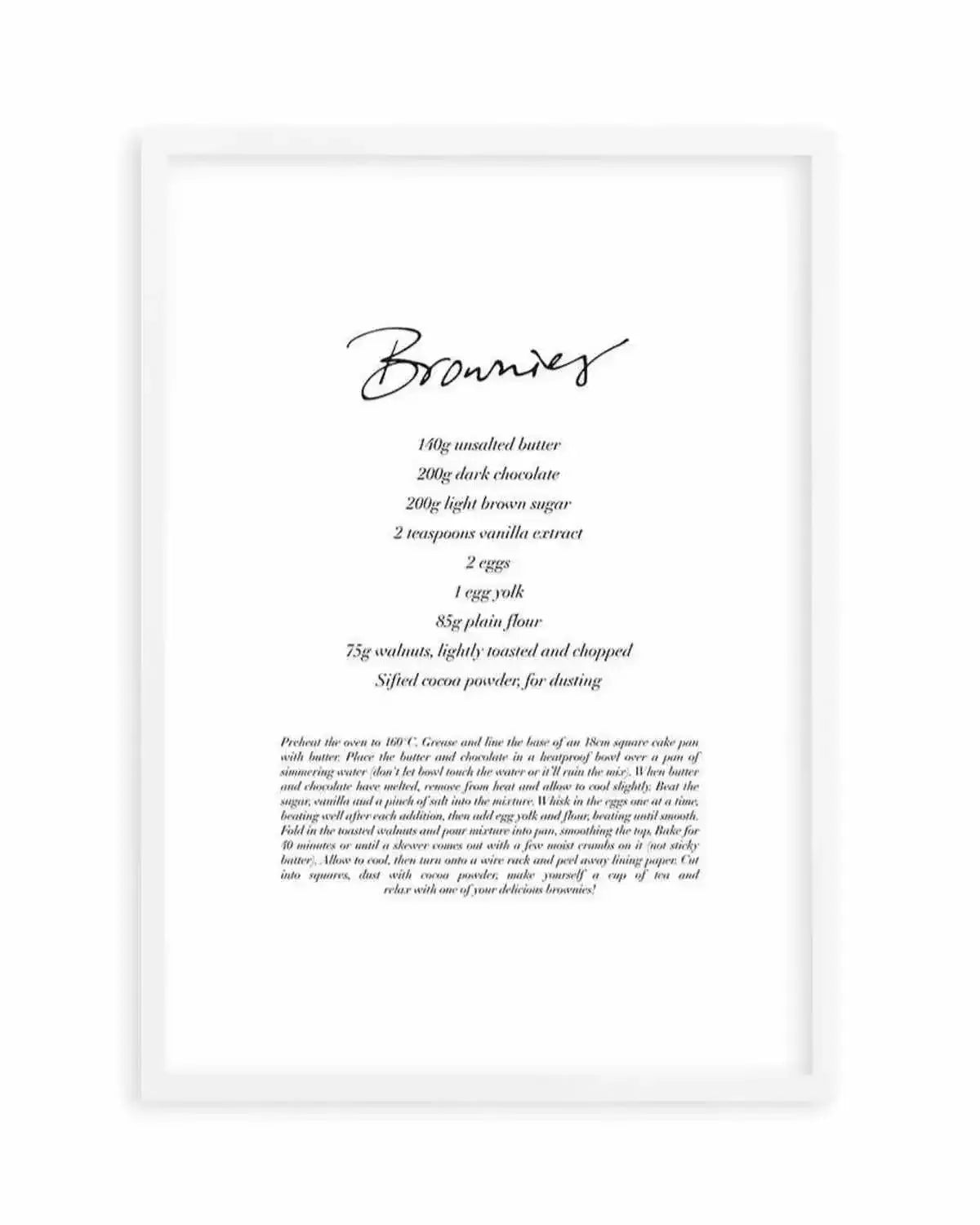Brownie Recipe Art Print from Olive et Oriel where you can shop wallpaper and artworks online
