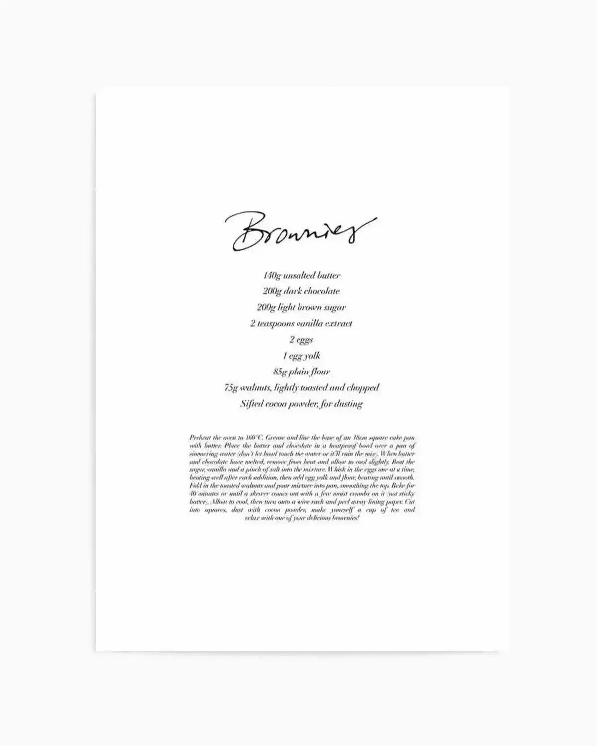 Brownie Recipe Art Print from Olive et Oriel where you can shop wallpaper and artworks online