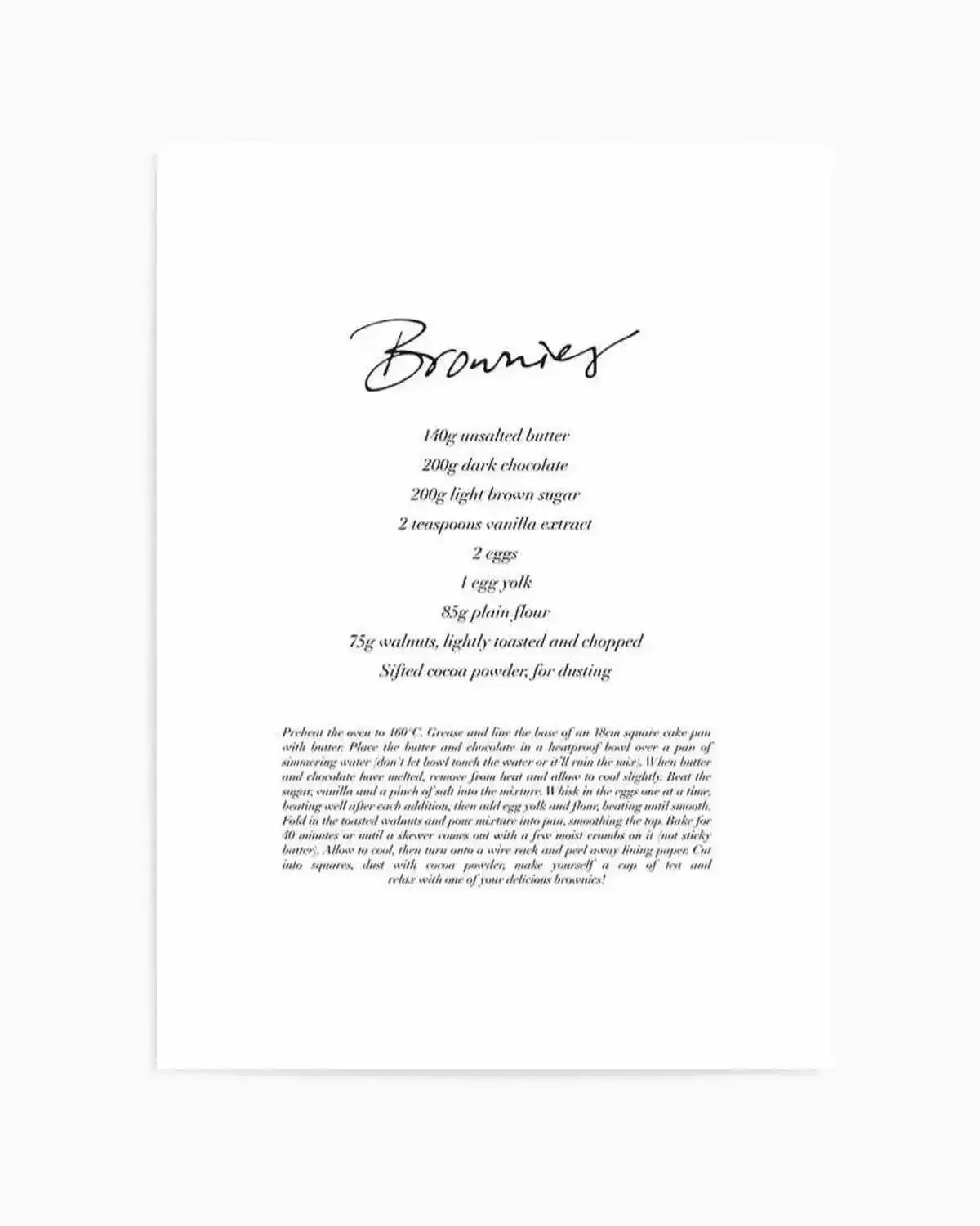 Brownie Recipe Art Print from Olive et Oriel where you can shop wallpaper and artworks online