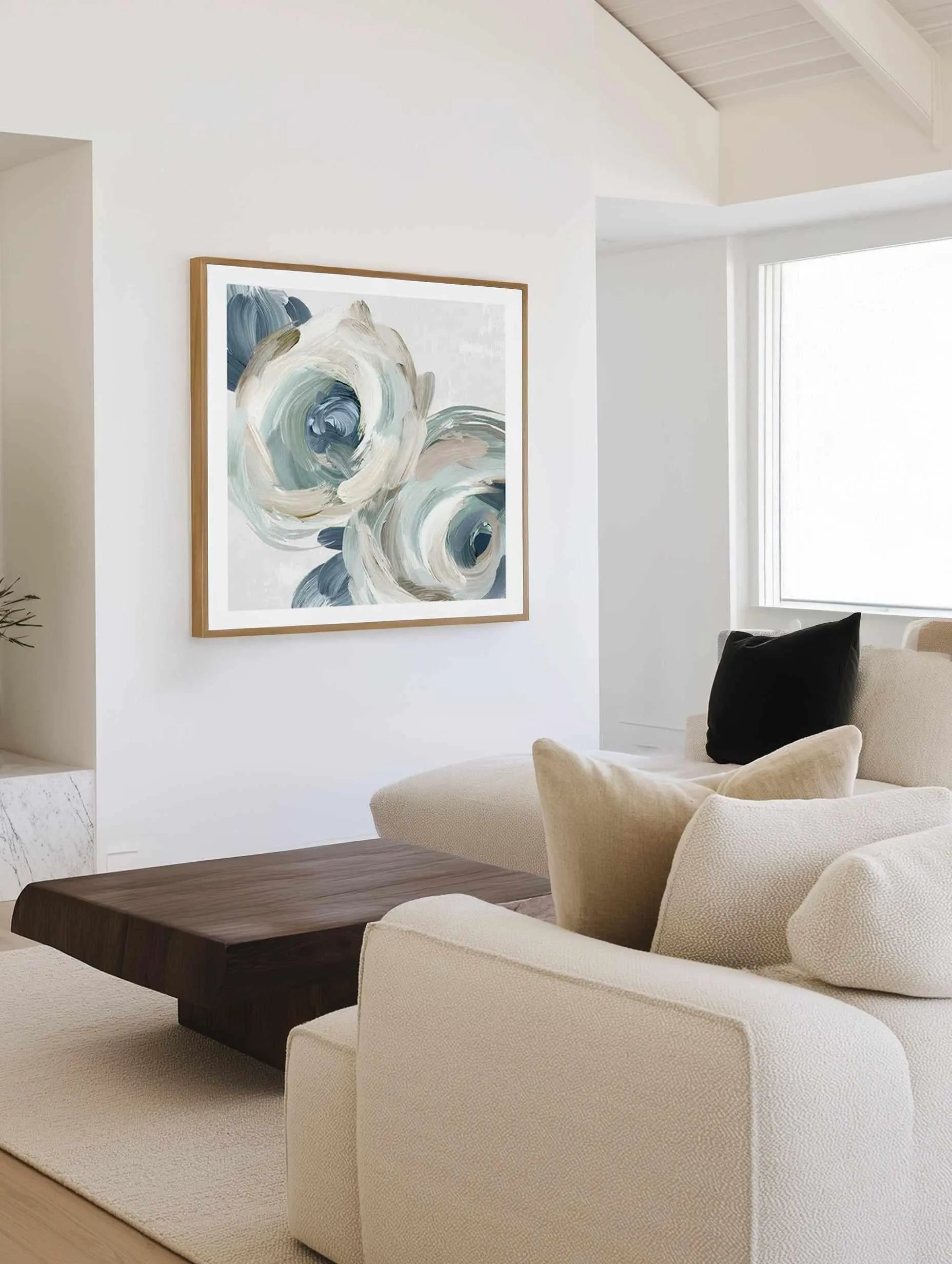 Brush Strokes Blue Flowers Art Print from Olive et Oriel where you can shop wallpaper and artworks online